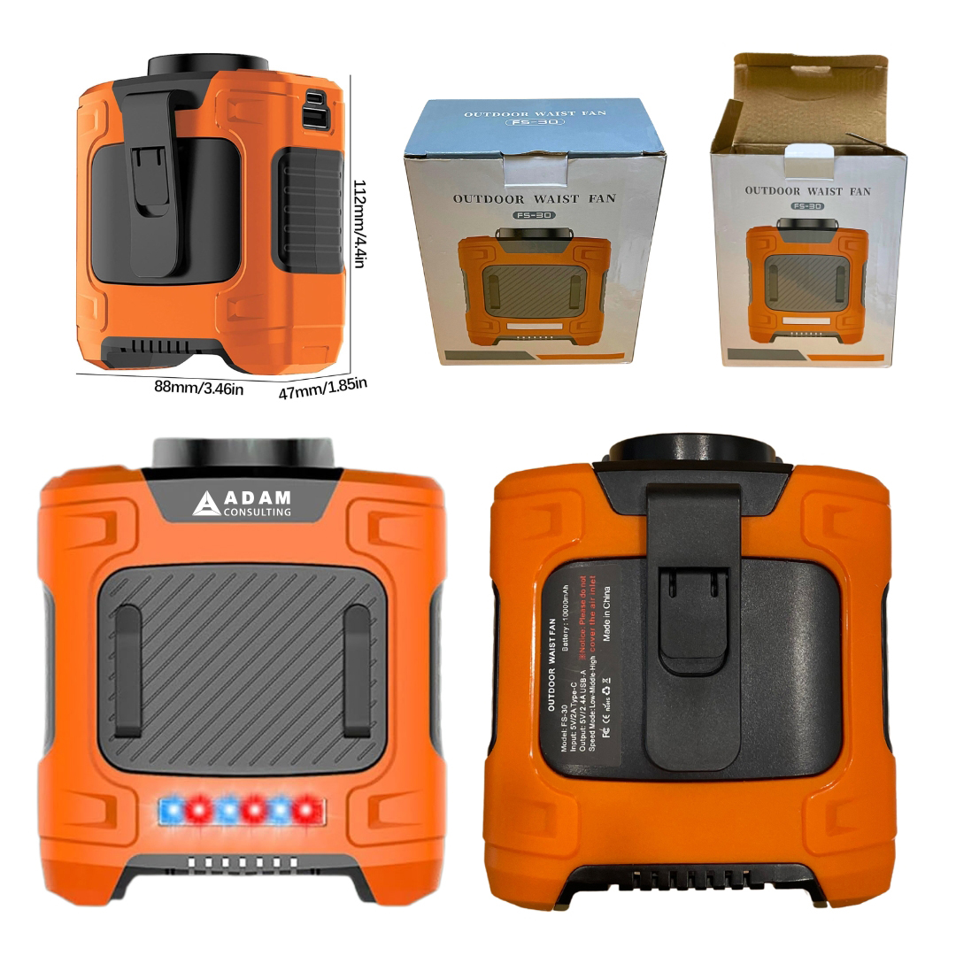 BreezeMax 3-in-1: Waist-Mounted Fan, Flashlight & Power Bank 1