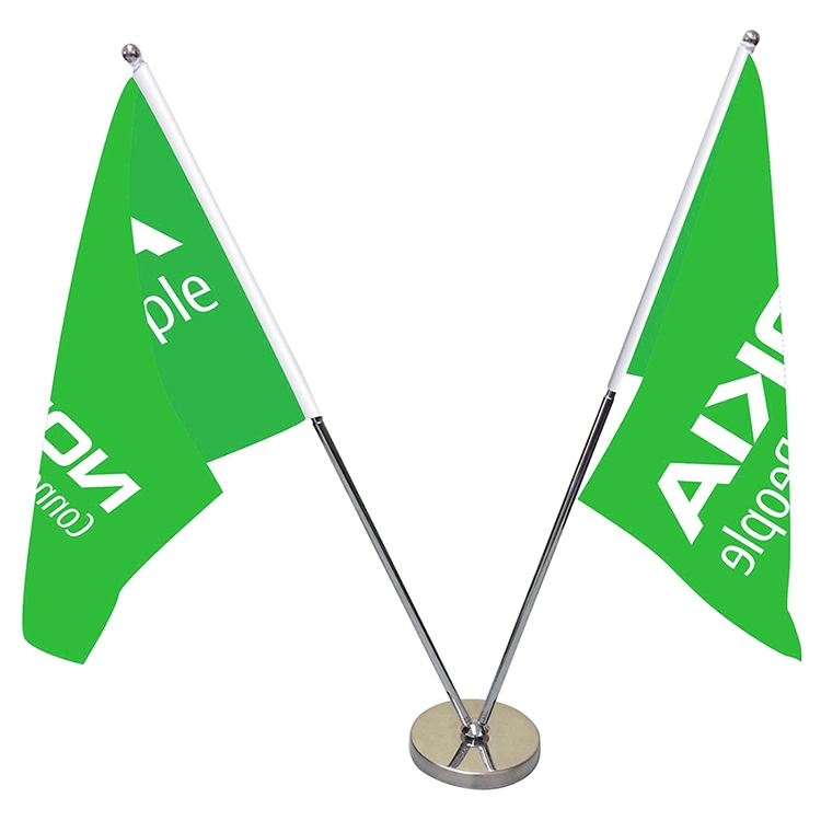 11-19.7" Metal Telescopic Flagpole with Two Single Reverse Flags 2