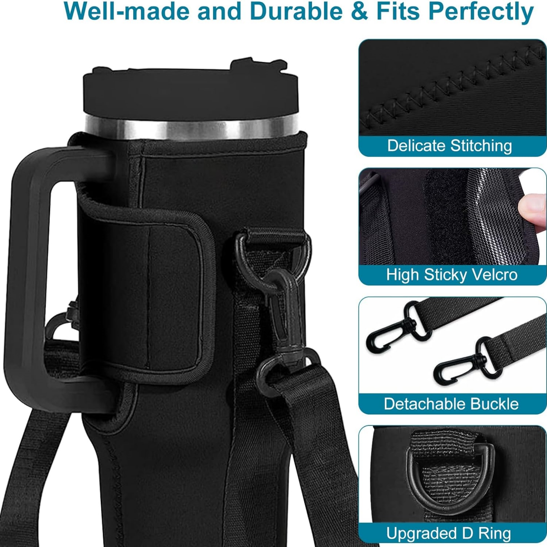 Neoprene Water Bottle Holder with Adjustable Shoulder Strap 9