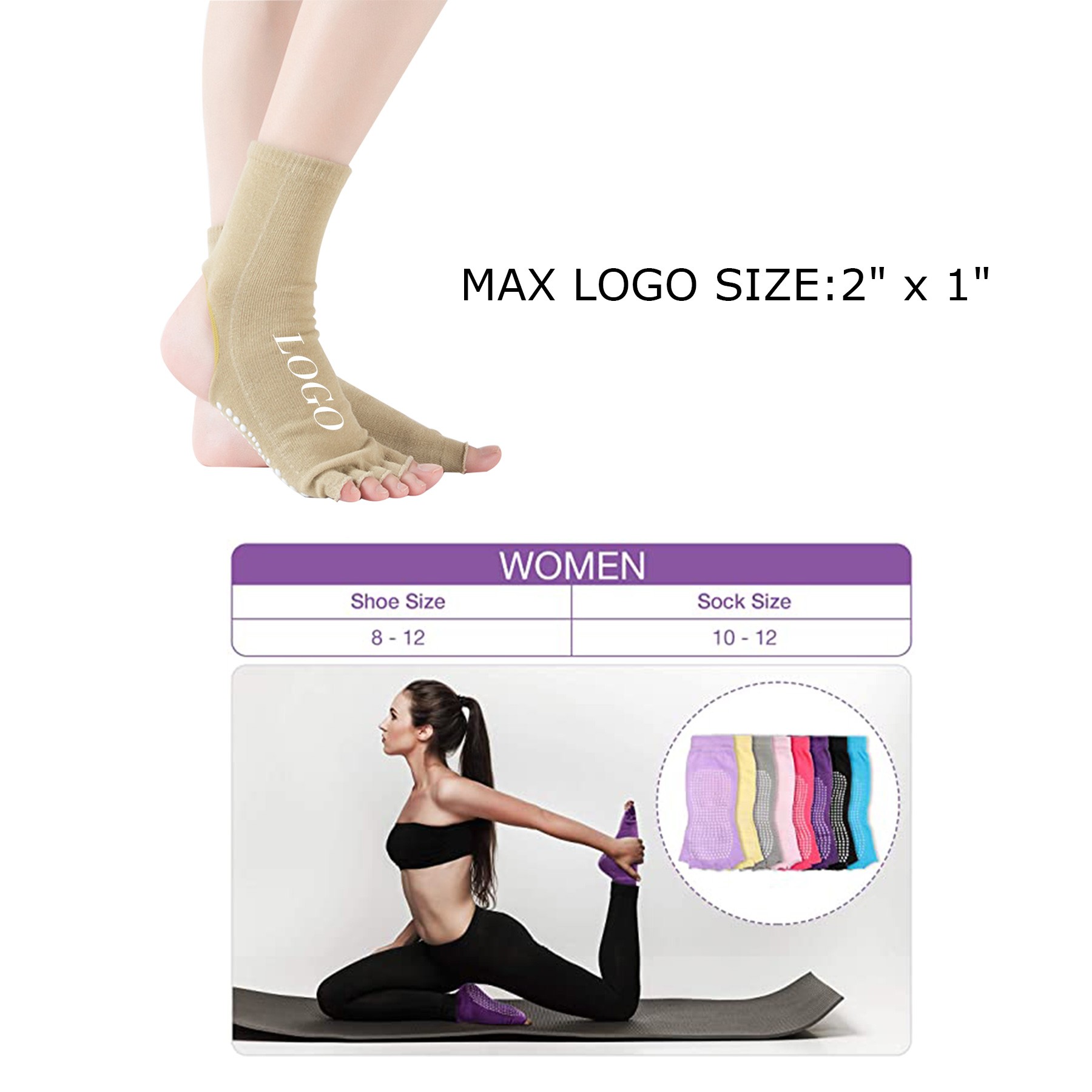 Half Toe Non slip Grip Yoga Socks 2