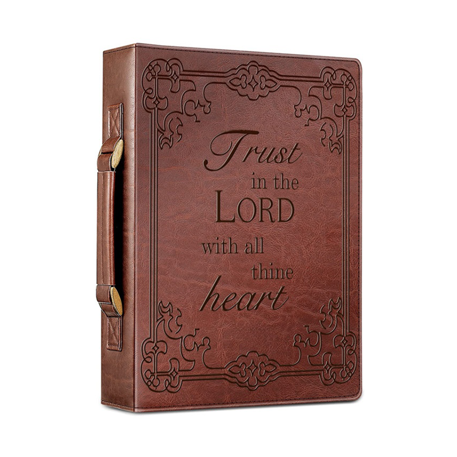 PU Leather Book Cover Carrying Case Bible Bag w/ Handle 3