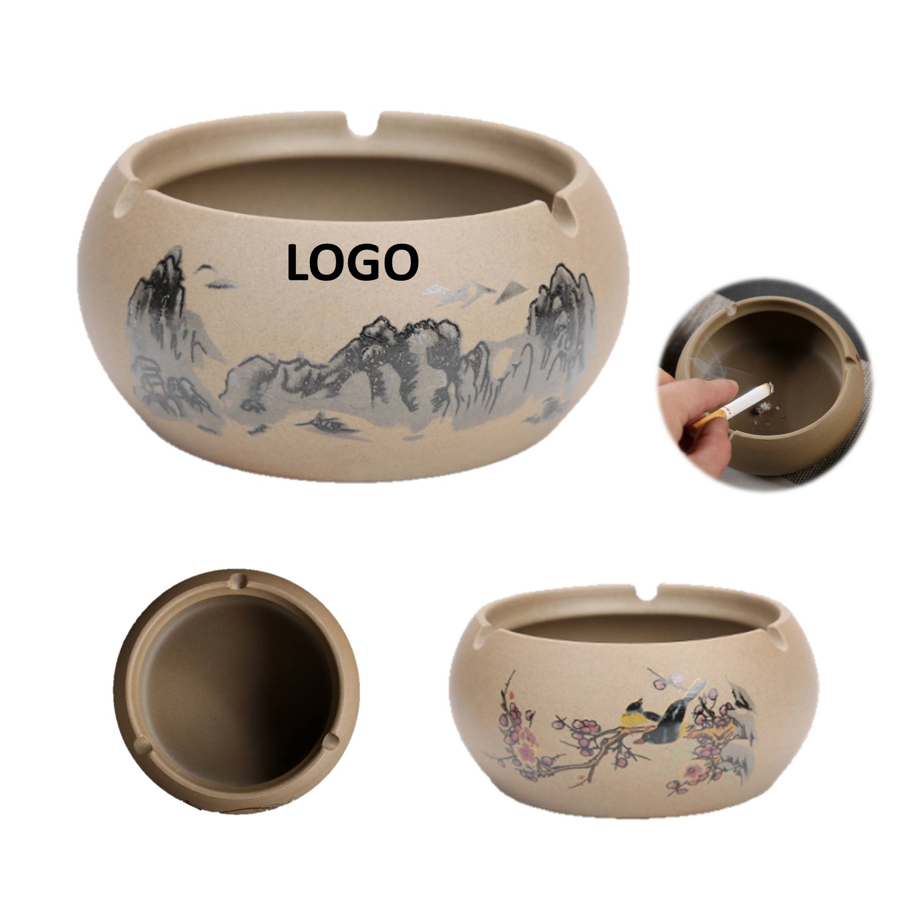 Creative Ceramic Round Cigarette Ashtray 2