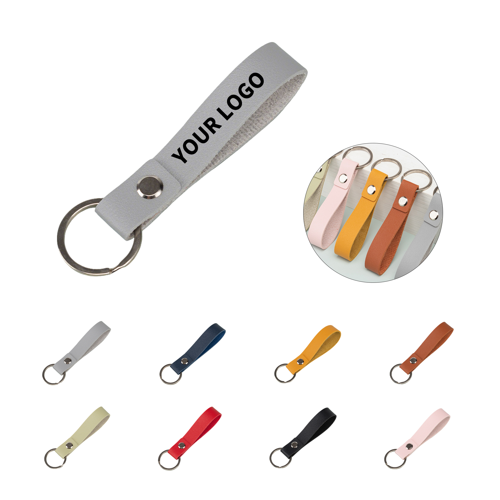 Polyurethane Leather Keychain With Metal Clip 8
