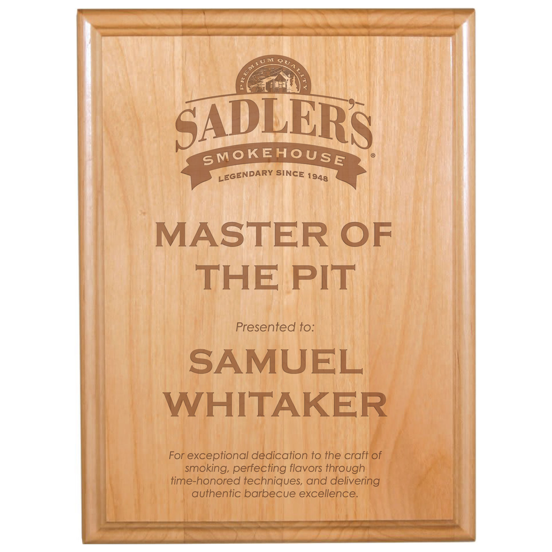 9" x 12" All American Red Alder Plaque 6
