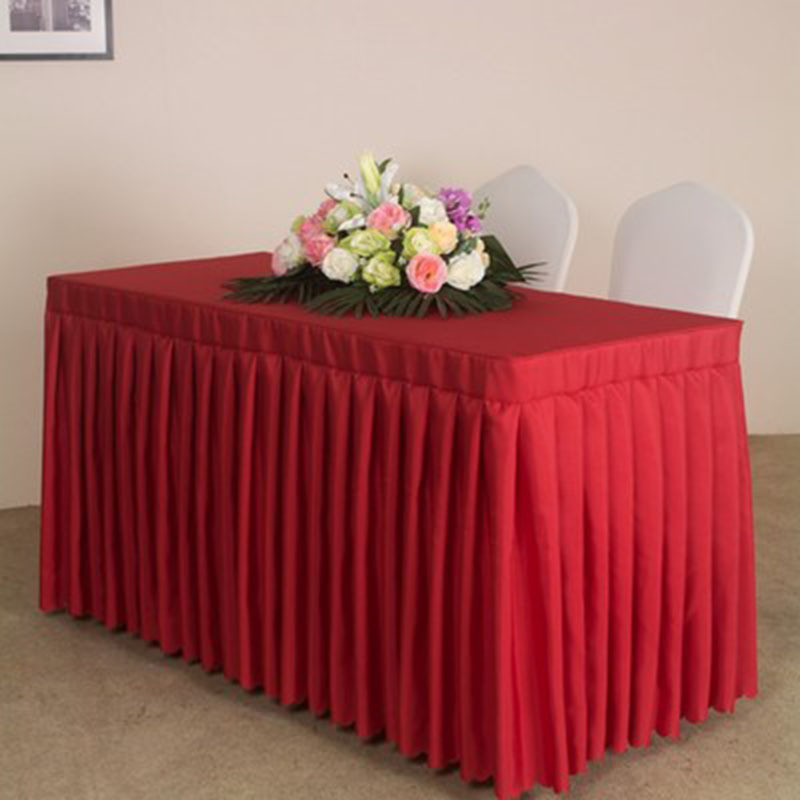 Rectangular Plain Color Thickness Table Skirt 7