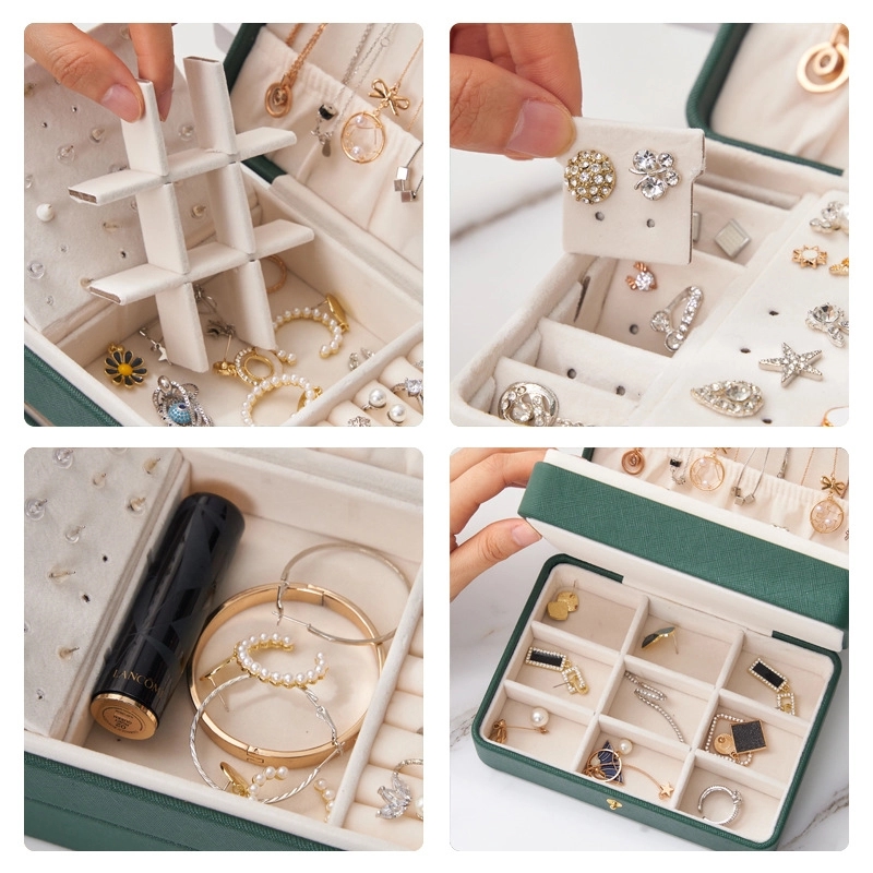 Custom PU Leather Multi-Layer Jewelry Organizer Storage Box 14