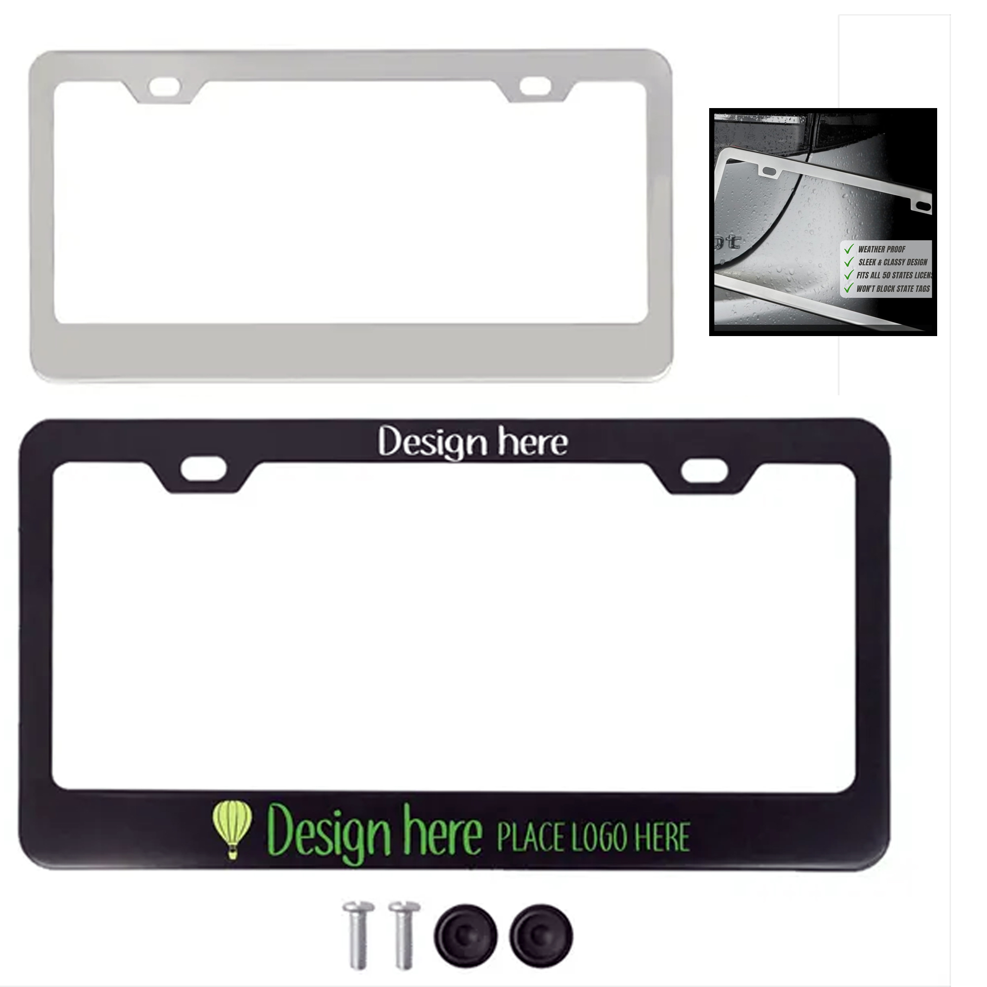 Aluminum Tag Frame for License Plates, Universal Fit 2