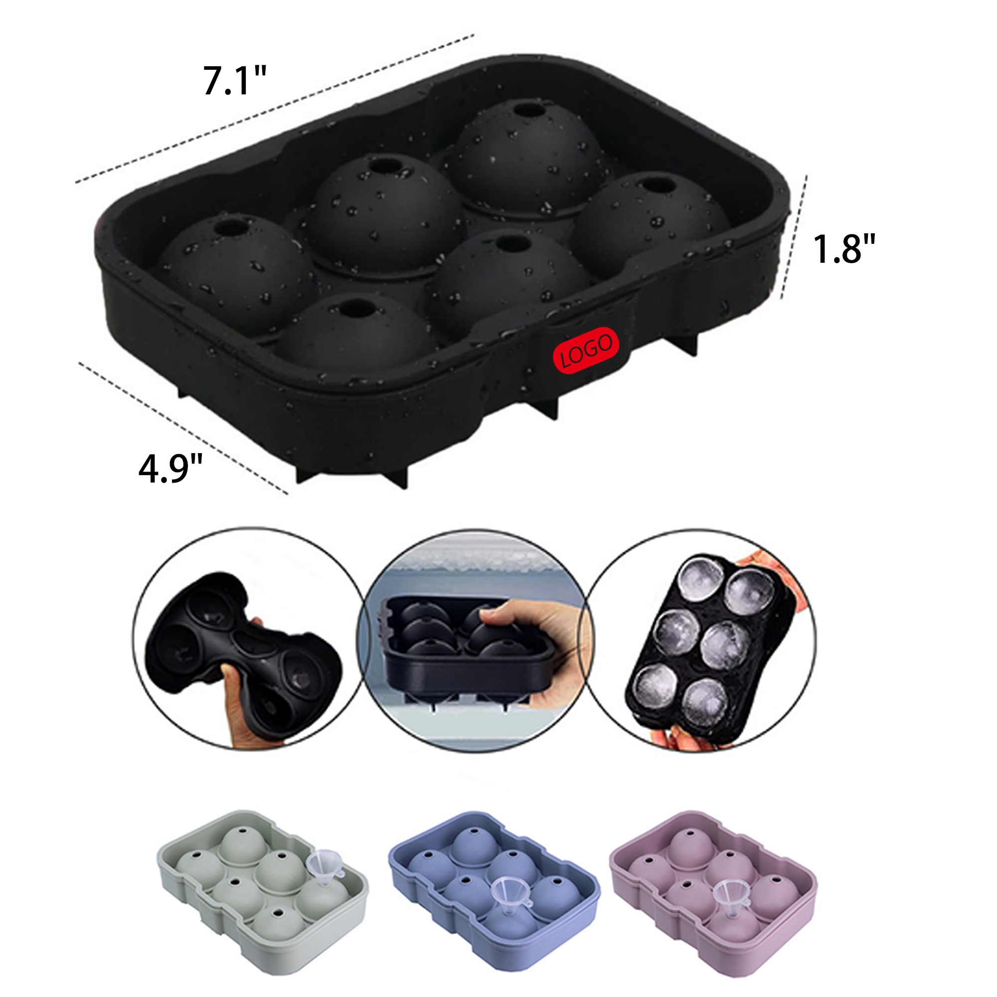 MOQ 50 PCS Flexible Silicone Ball Shaped Ice Tray 3
