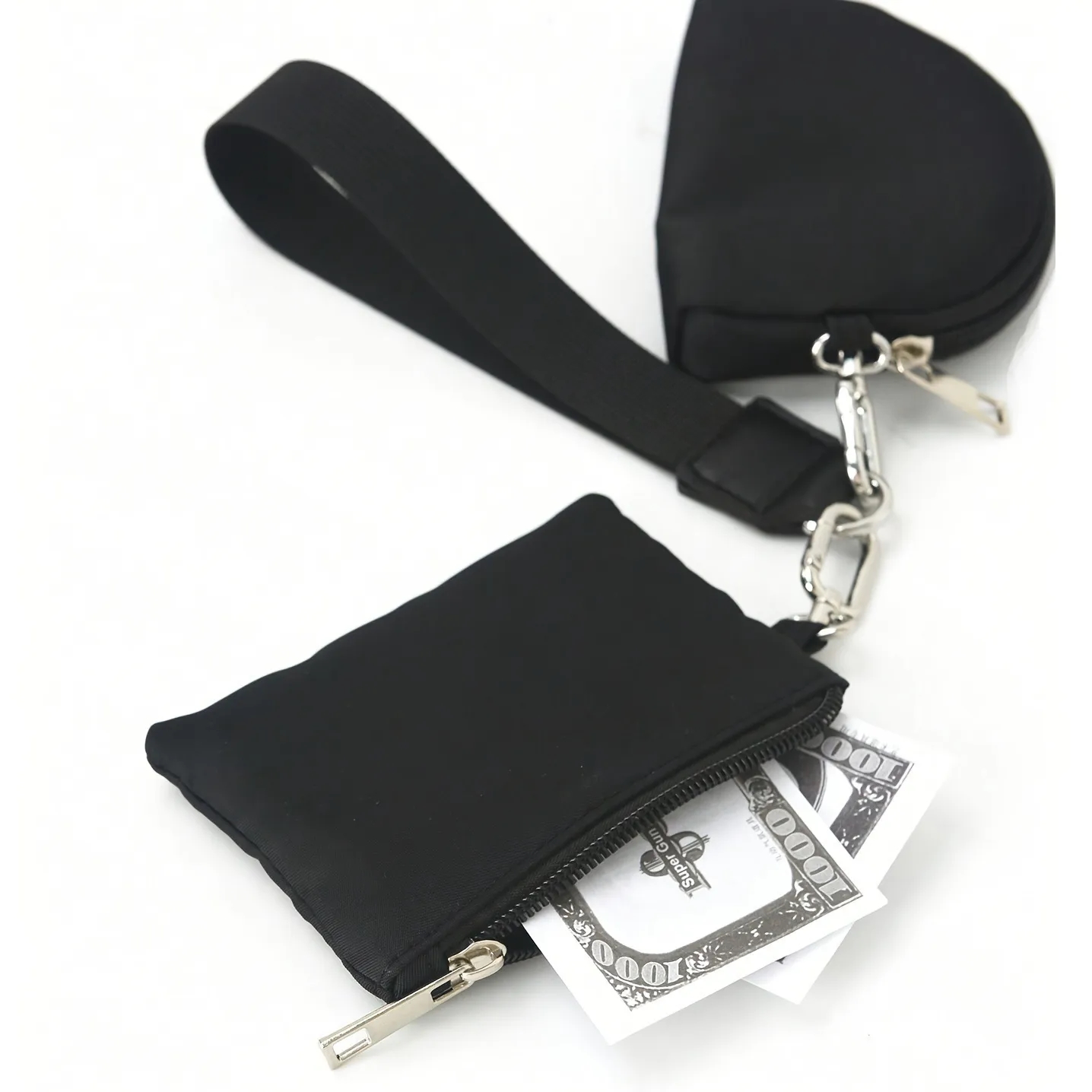 Double Pocket Coin Purse Nylon Customizable Wrist Wristlet 8