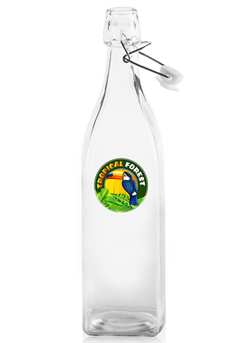 34 oz. Wire Lid Square Glass Carafe Water Bottles 1