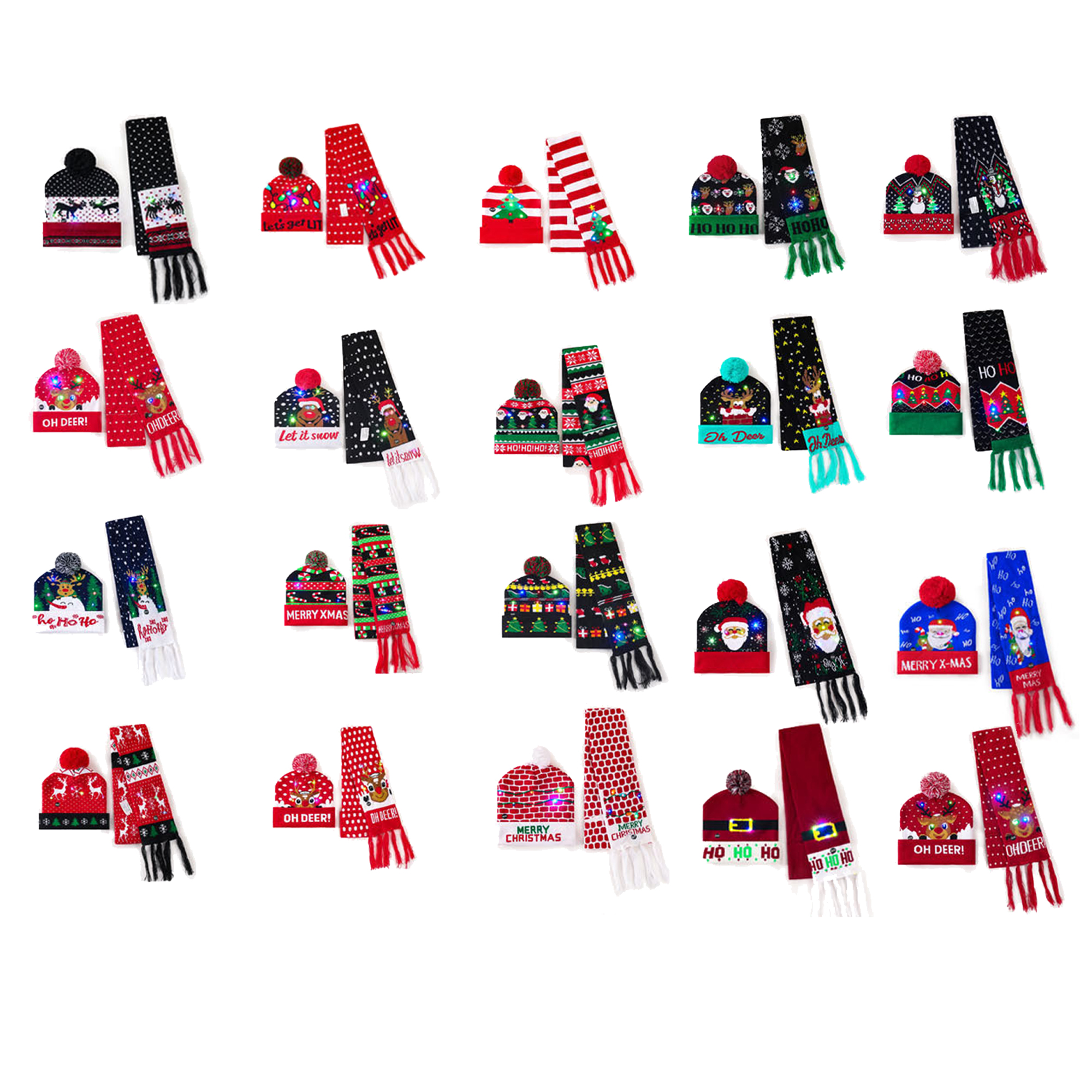 Christmas Gingerbread Scarf & Hat Set with LED Lights 2 Pieces 2