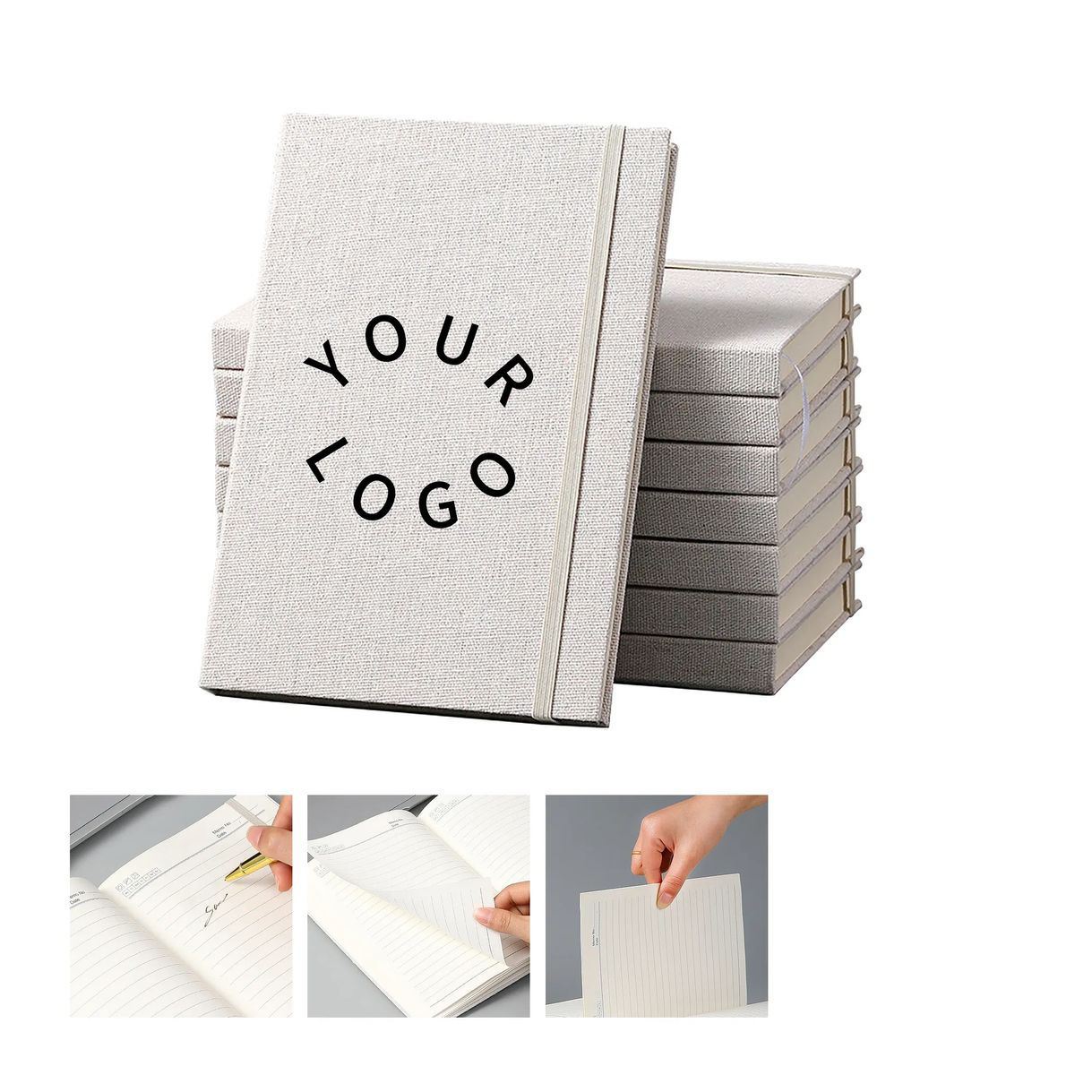 Stylish A5 Notebook with Linen Cover and Logo Imprint 1