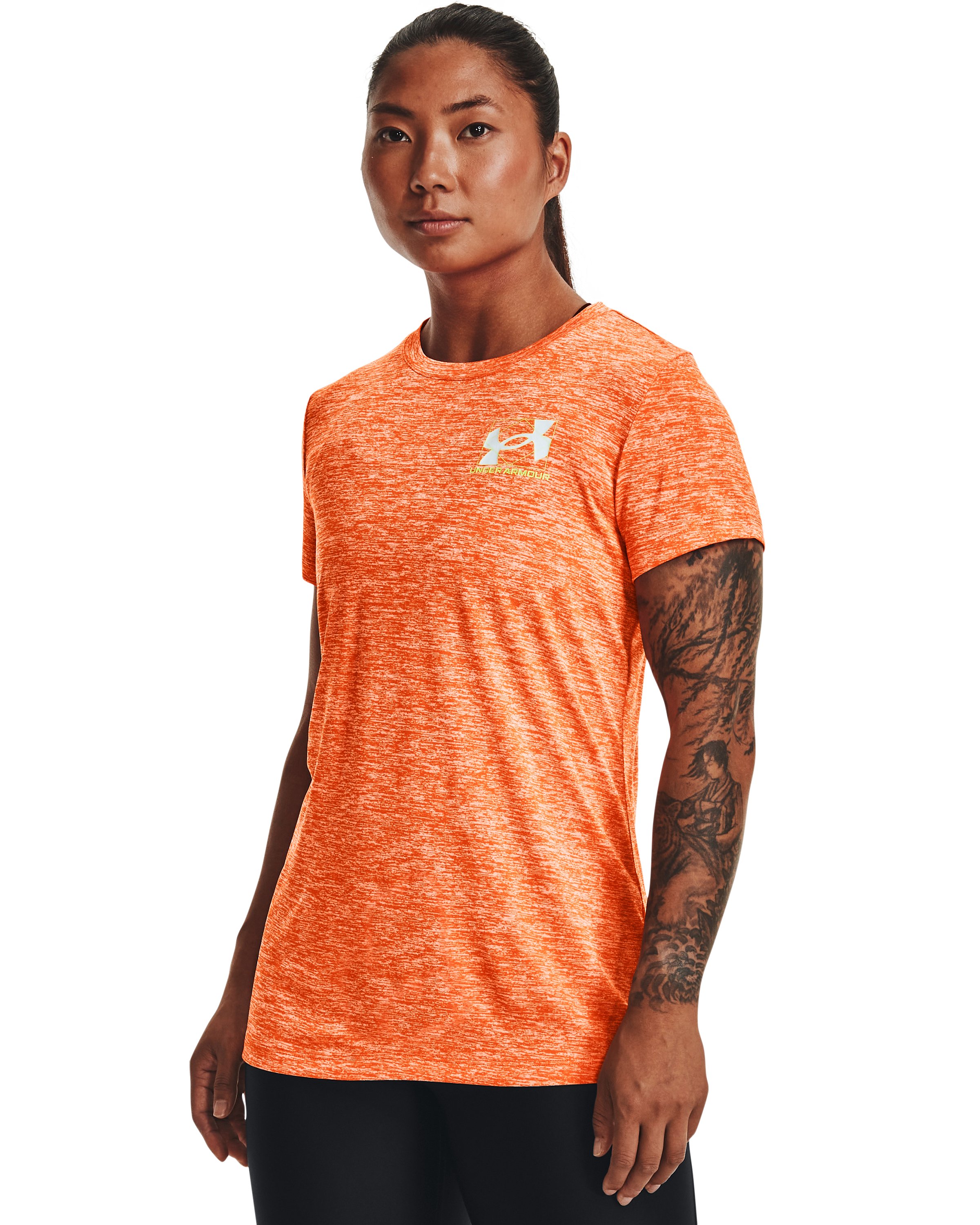 Women's UA Tech Twist Box Logo Short Sleeve  1