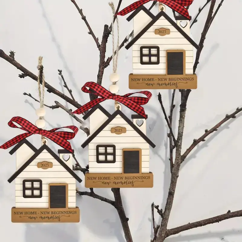 Christmas Wooden House Ornaments 2