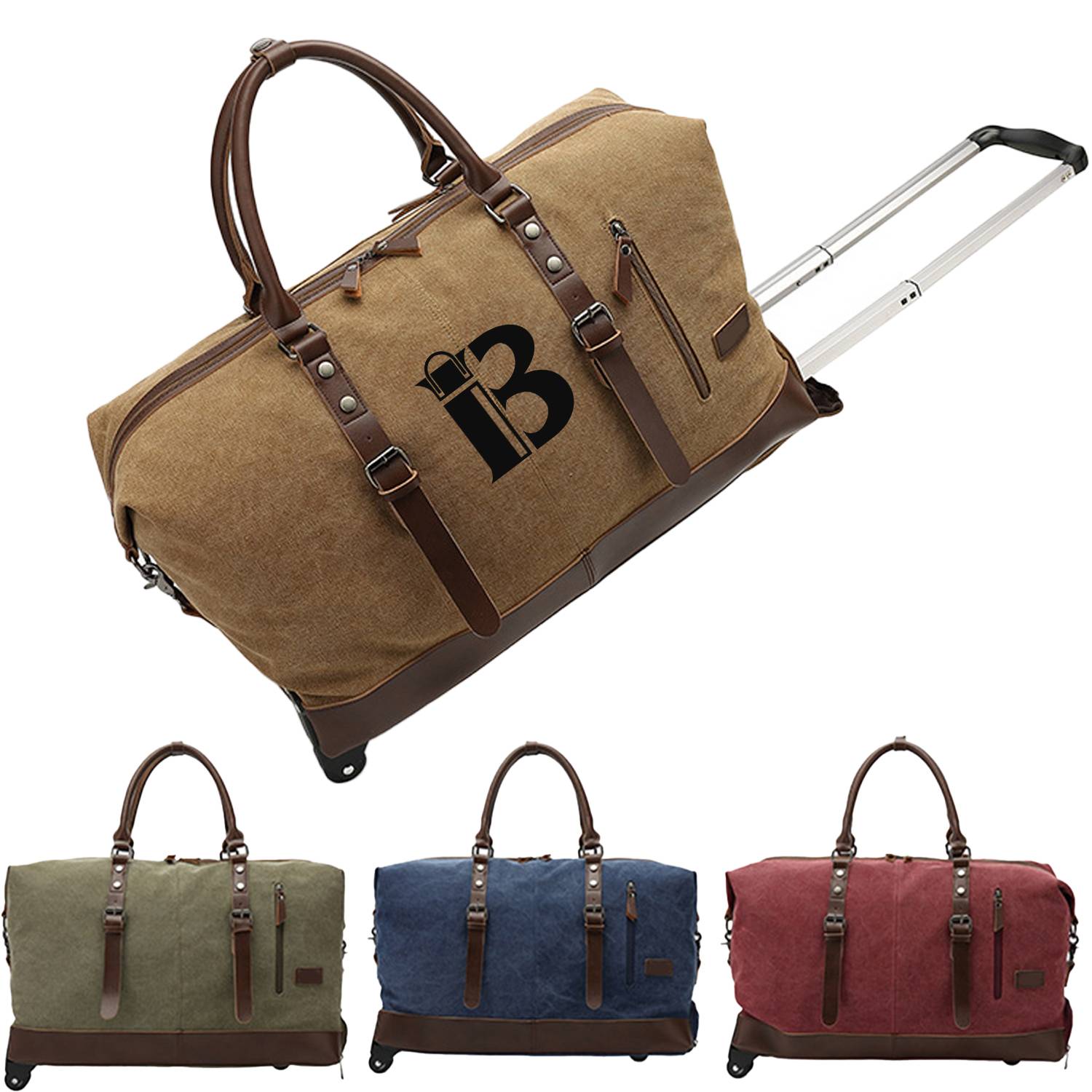 Canvas Duffel Weekend Bag w/ Wheels 6