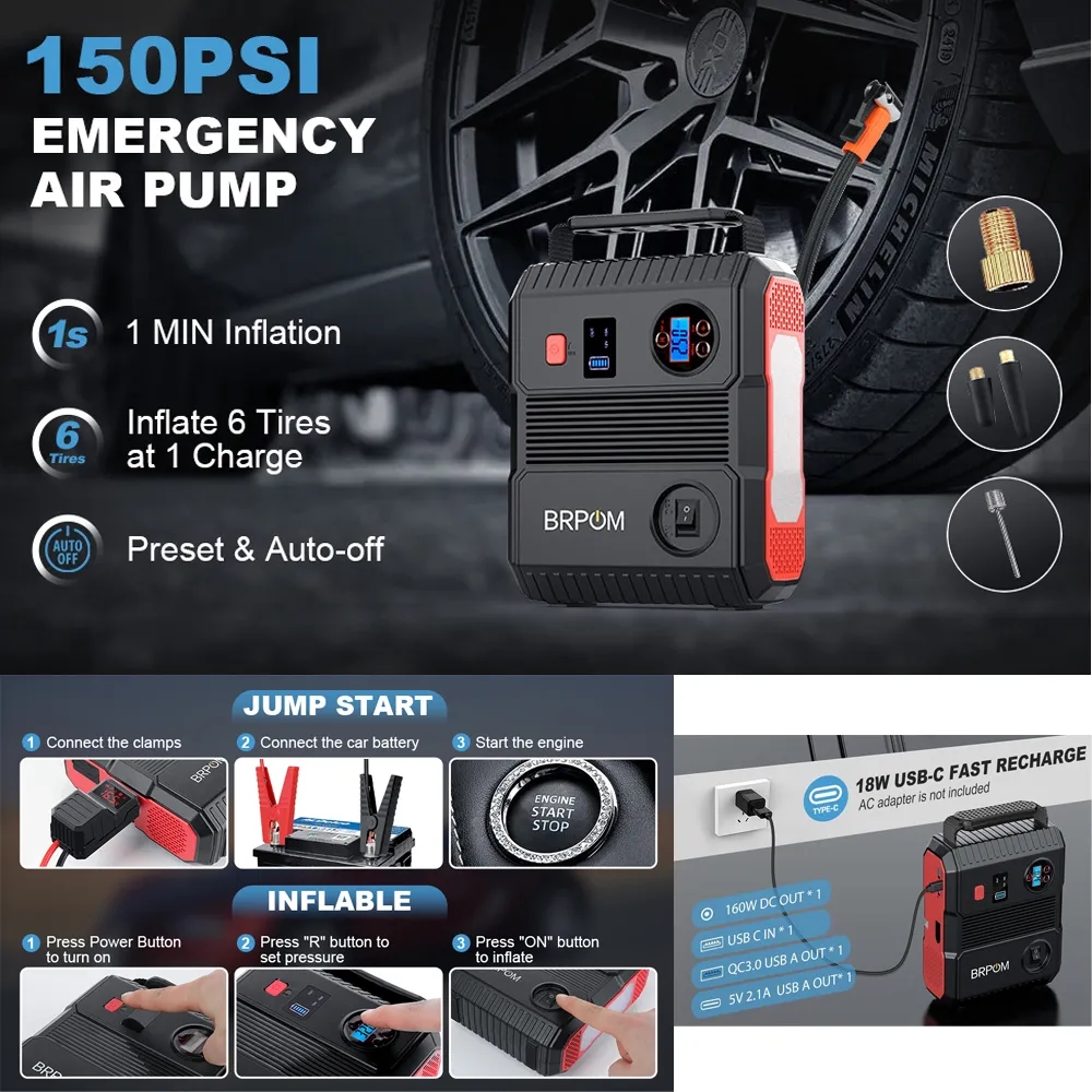 Car Jump Starter with Air Compressor 7