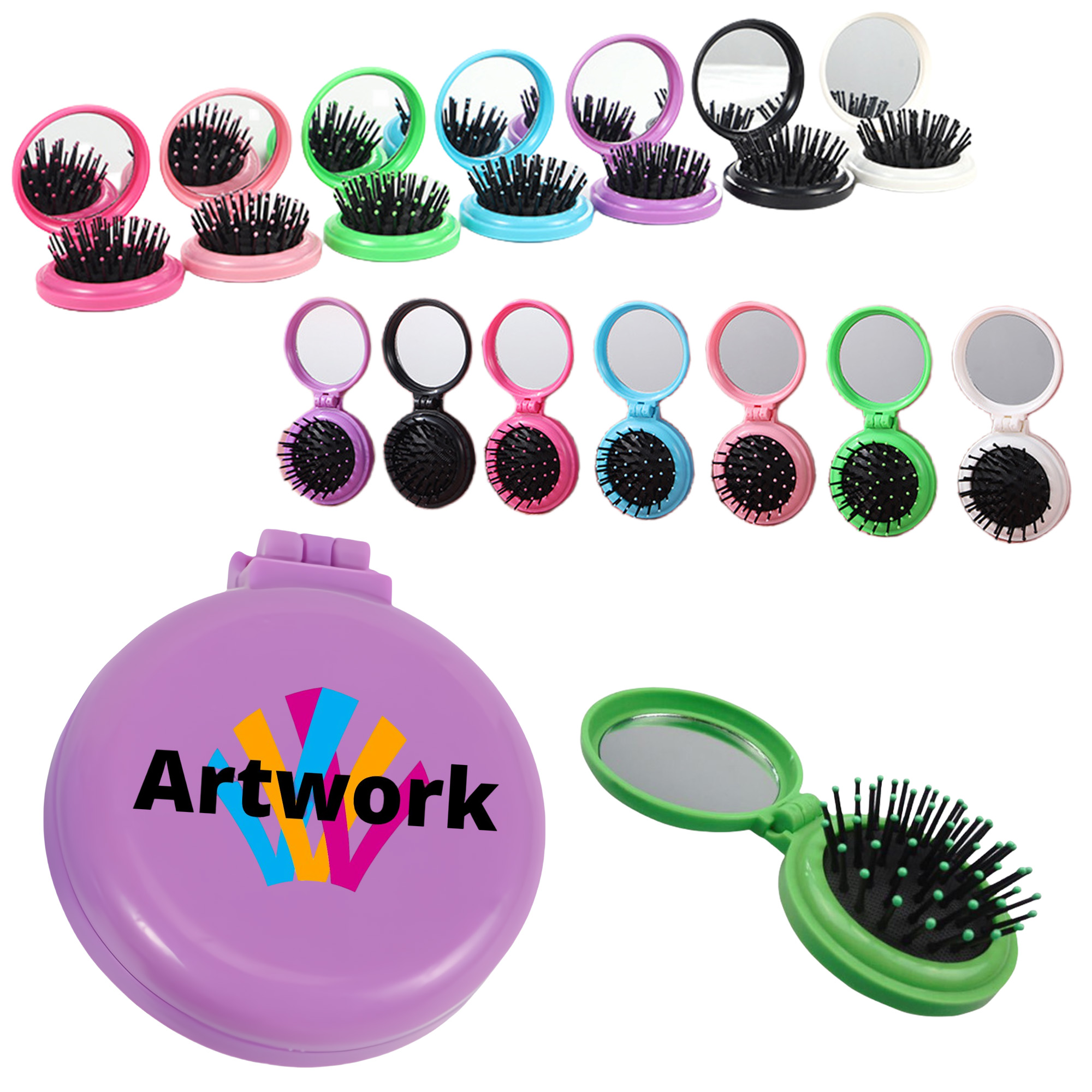 Round Mini Compact Massage Comb 4