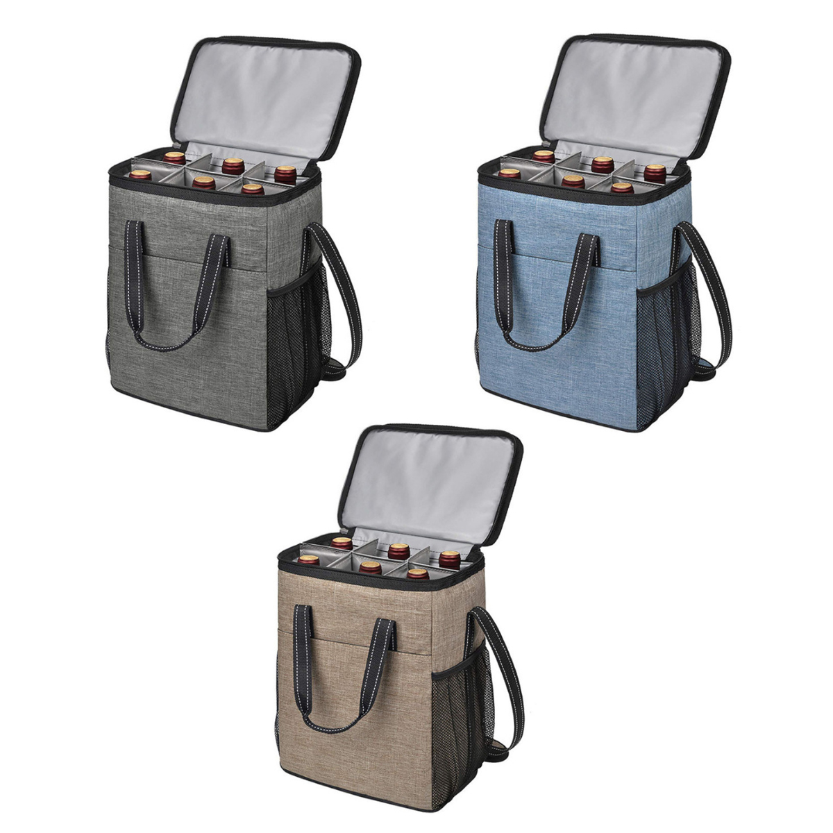 120L Insulated 6-Bottle Wine Cooler Bag with Dividers 7