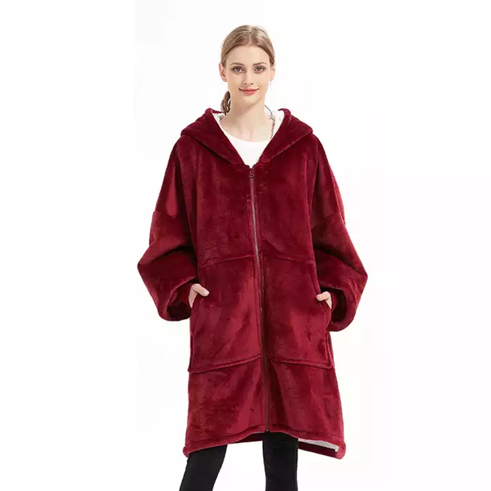 Oversized Microfiber & Sherpa Wearable Blanket, custom hoodie or sweatshirt with logo imprint 11