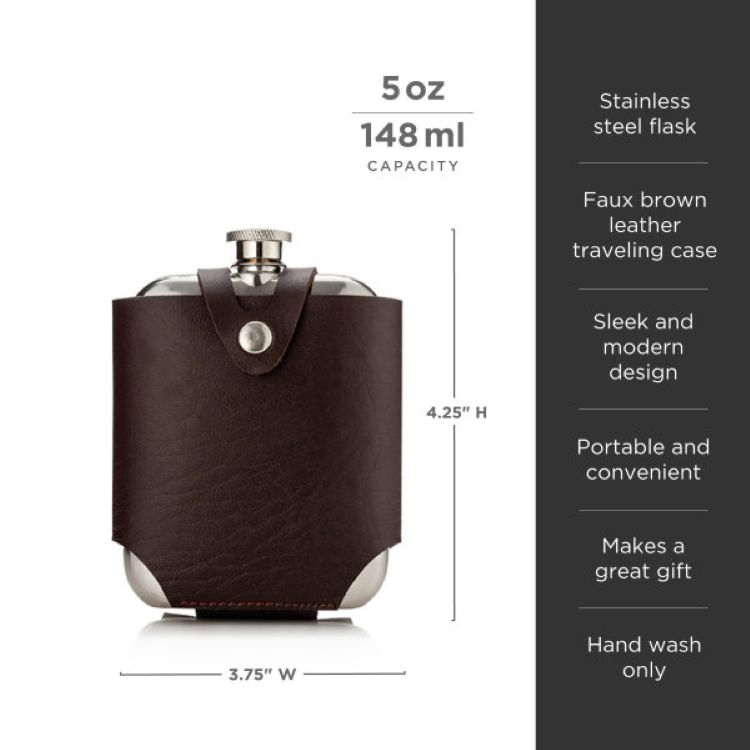 Viski® Stainless Steel Flask and Traveling Case 4
