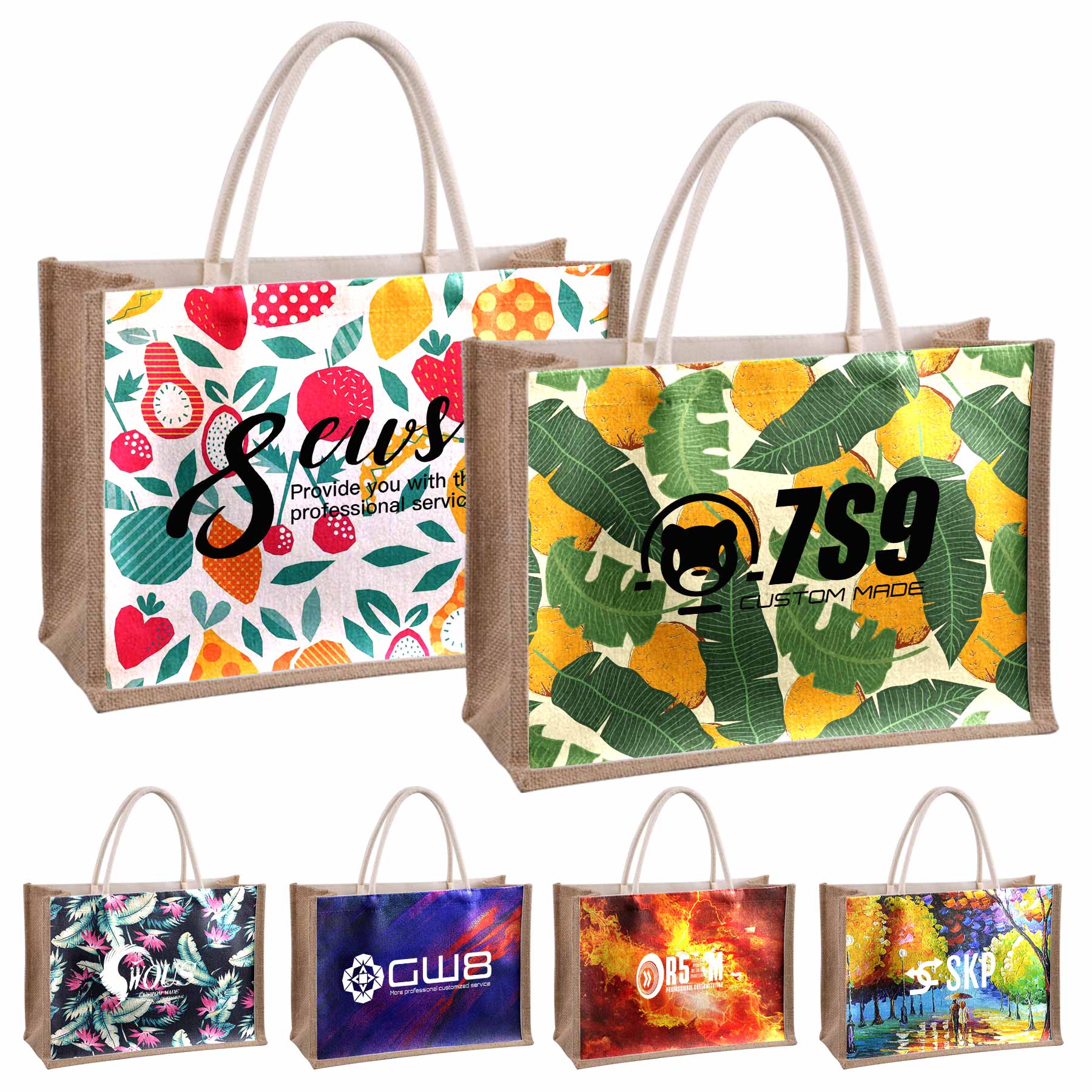 Jute Tote Bag, custom tote bag with logo imprint 1