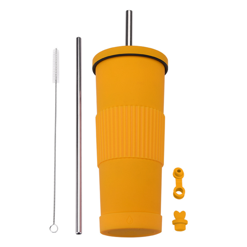 Straw Insulated Tumbler Stainless Steel with Lid 14