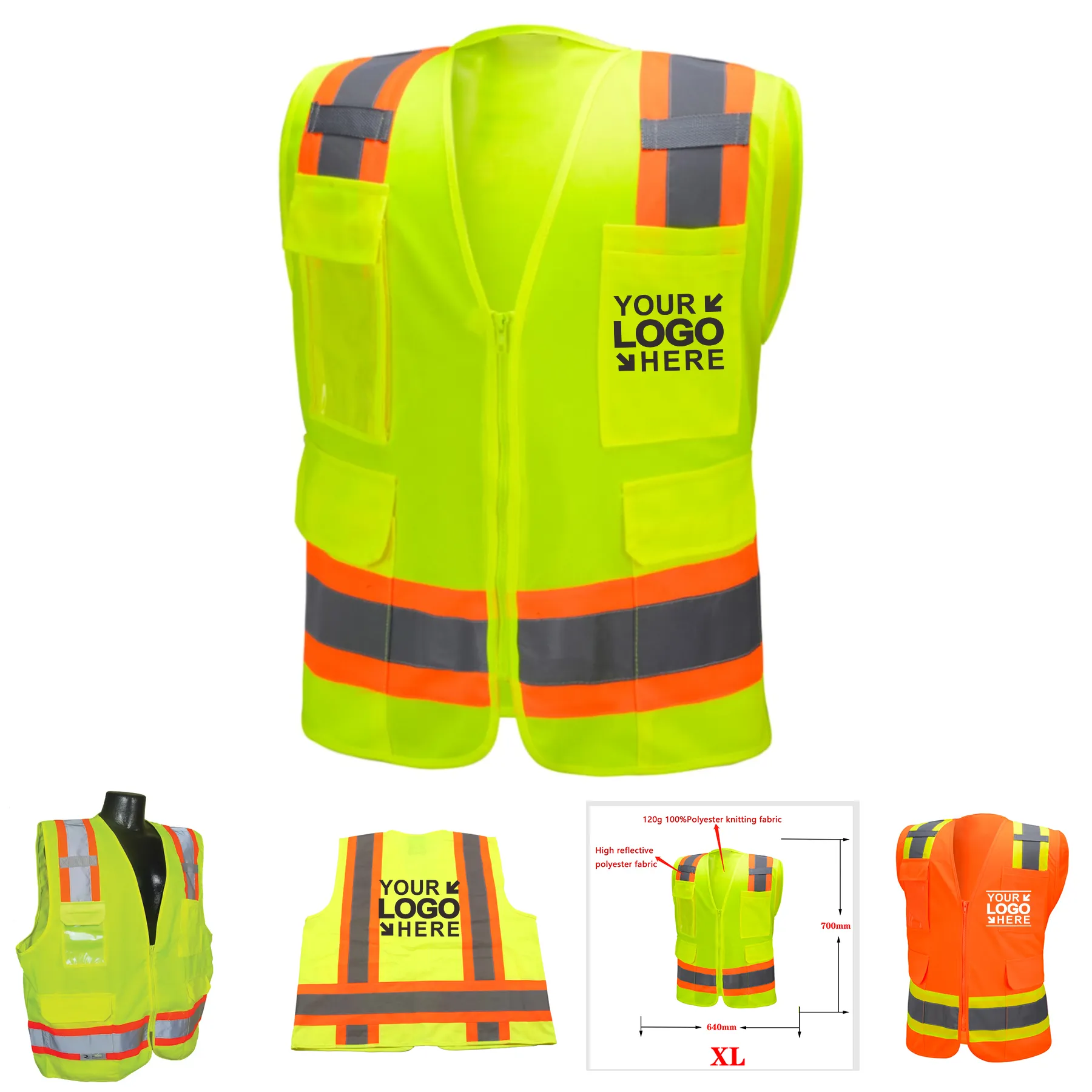 MOQ 50Pcs Customize High Visibility Two-Tone Safety Vest