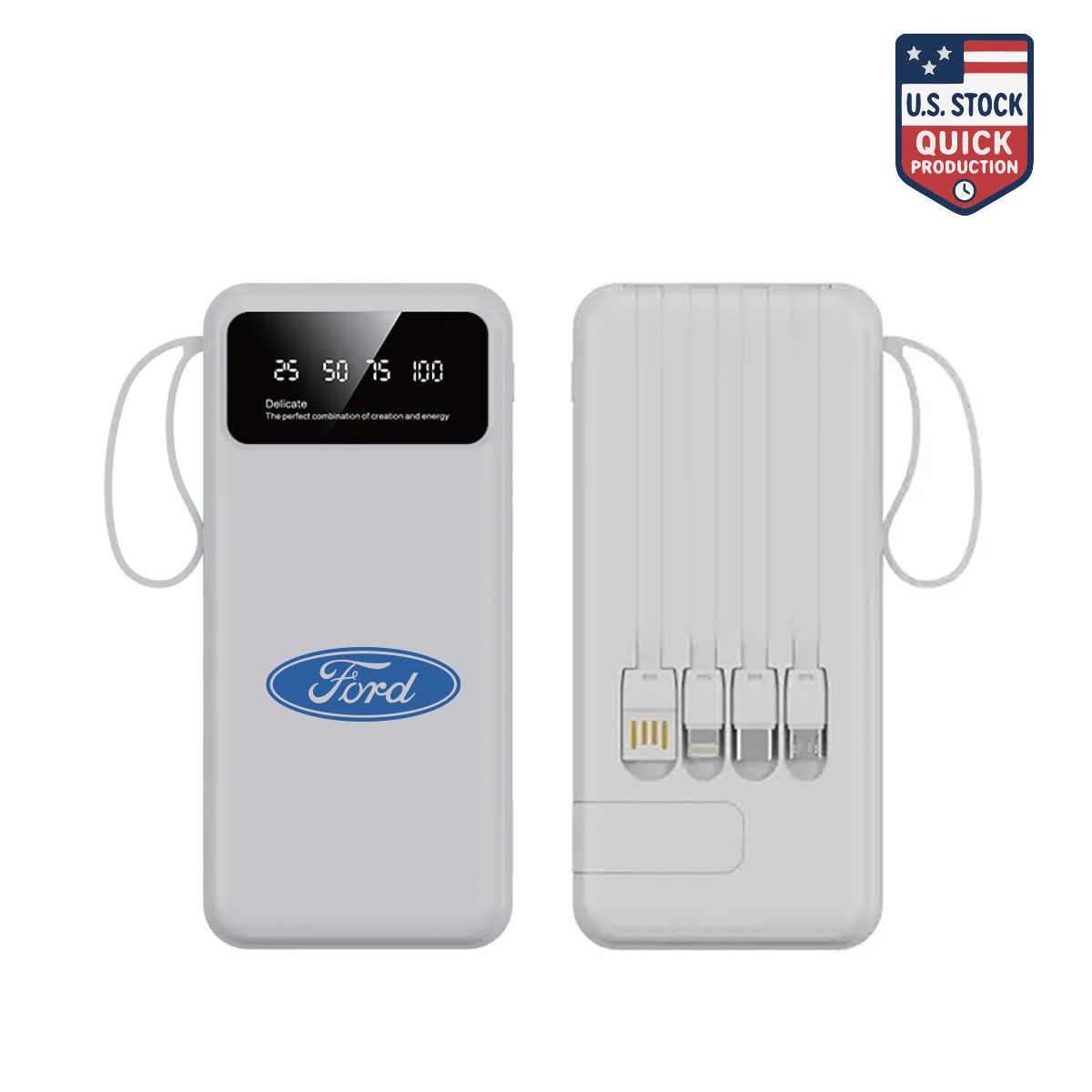 10000mAh Power Bank with Built-In Cables 5