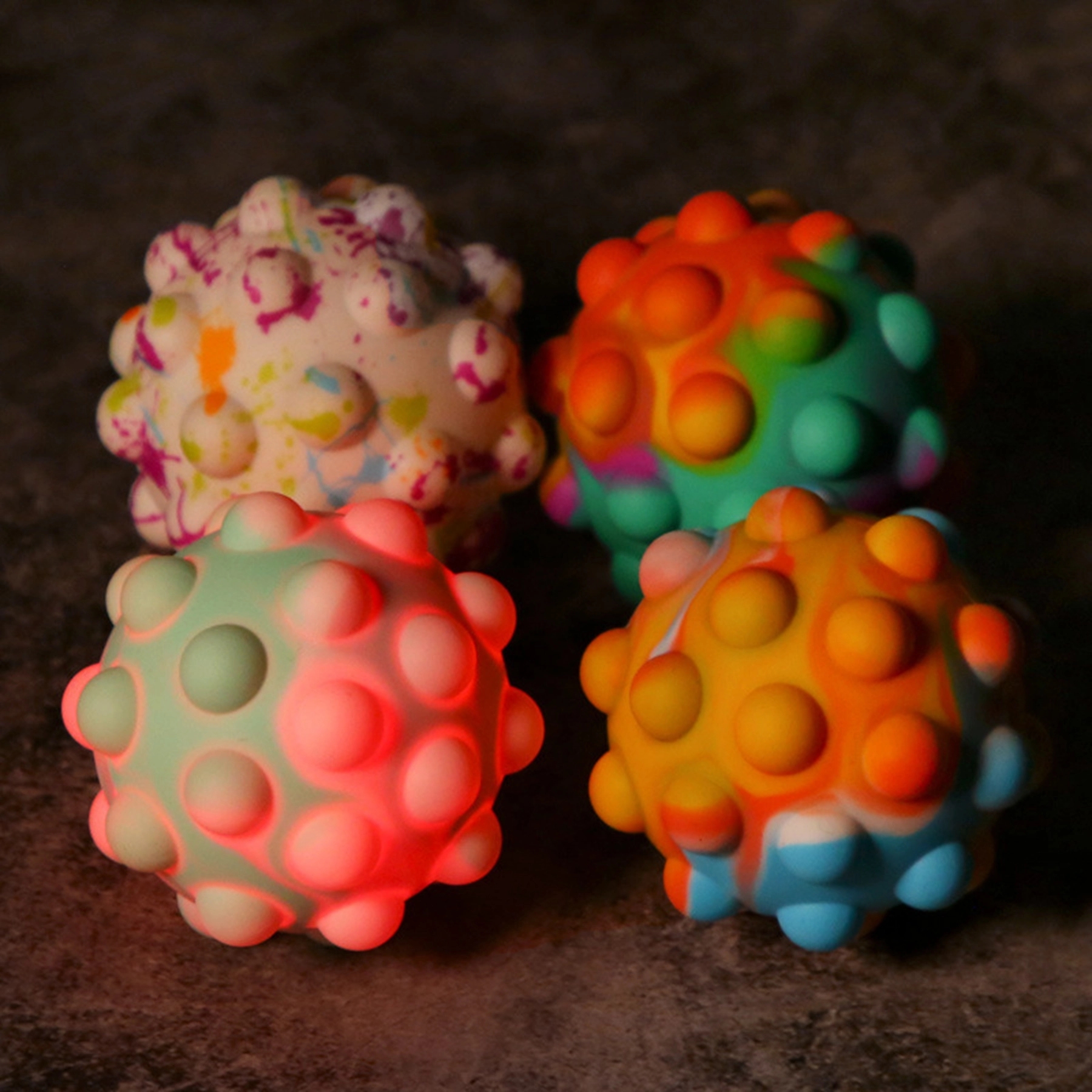 Flashing Silicone Ball Sensory Rainbow Stress Relief Toy 3