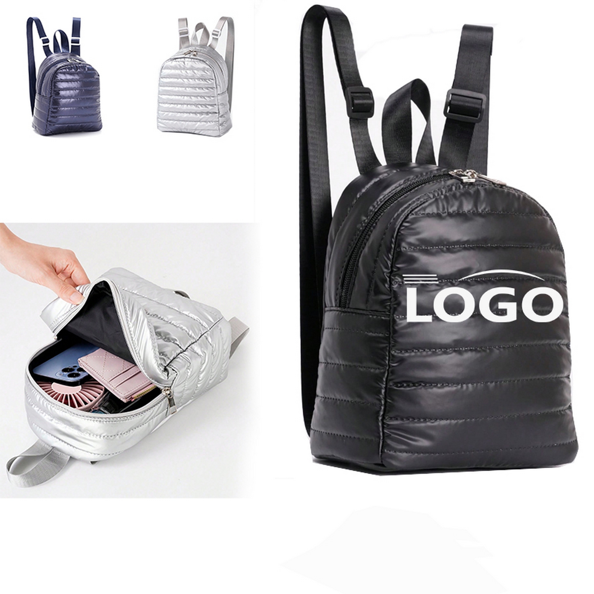 Fashionable Shiny Padded Puffer Backpack 2