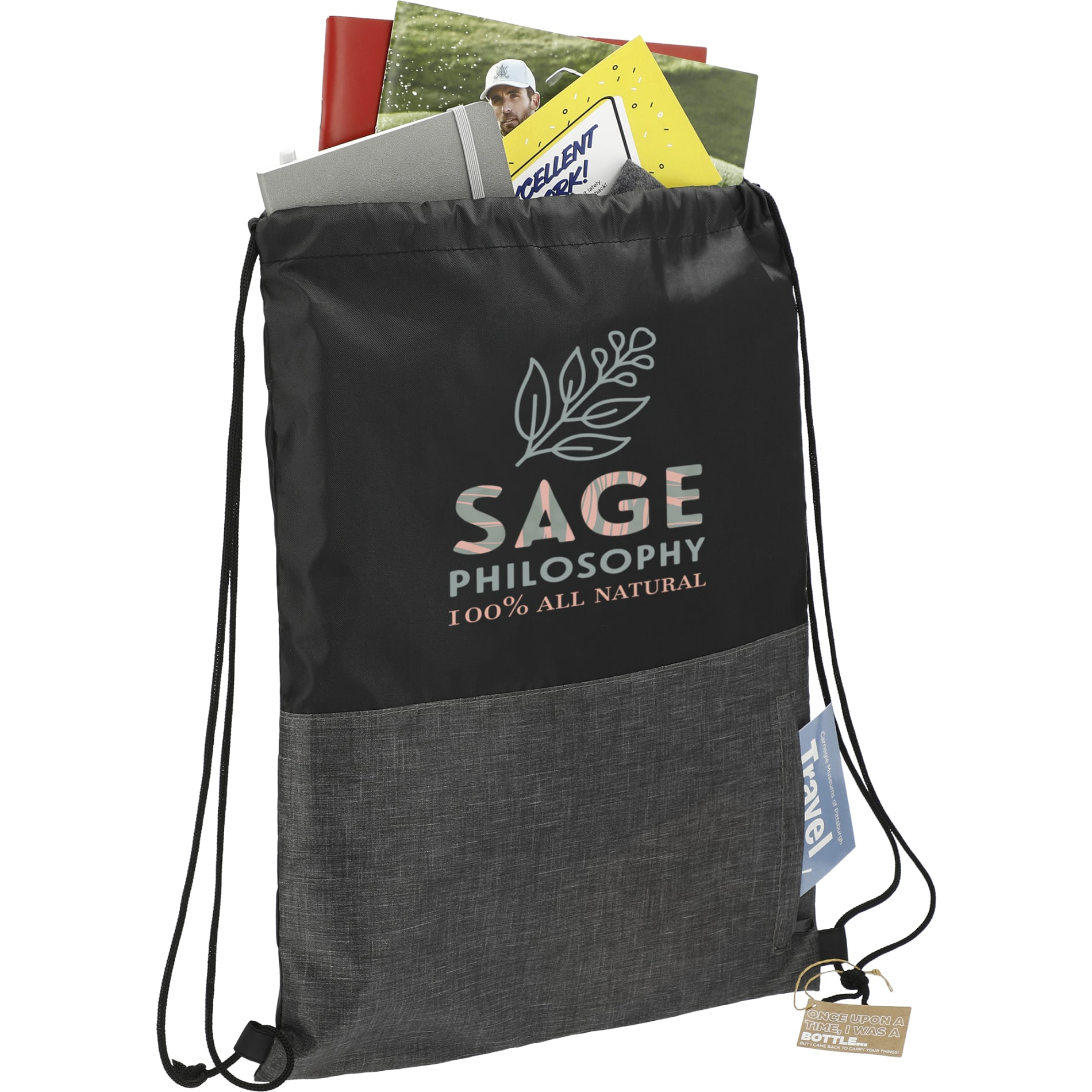 Ash Zippered Recycled Drawstring Bag 27
