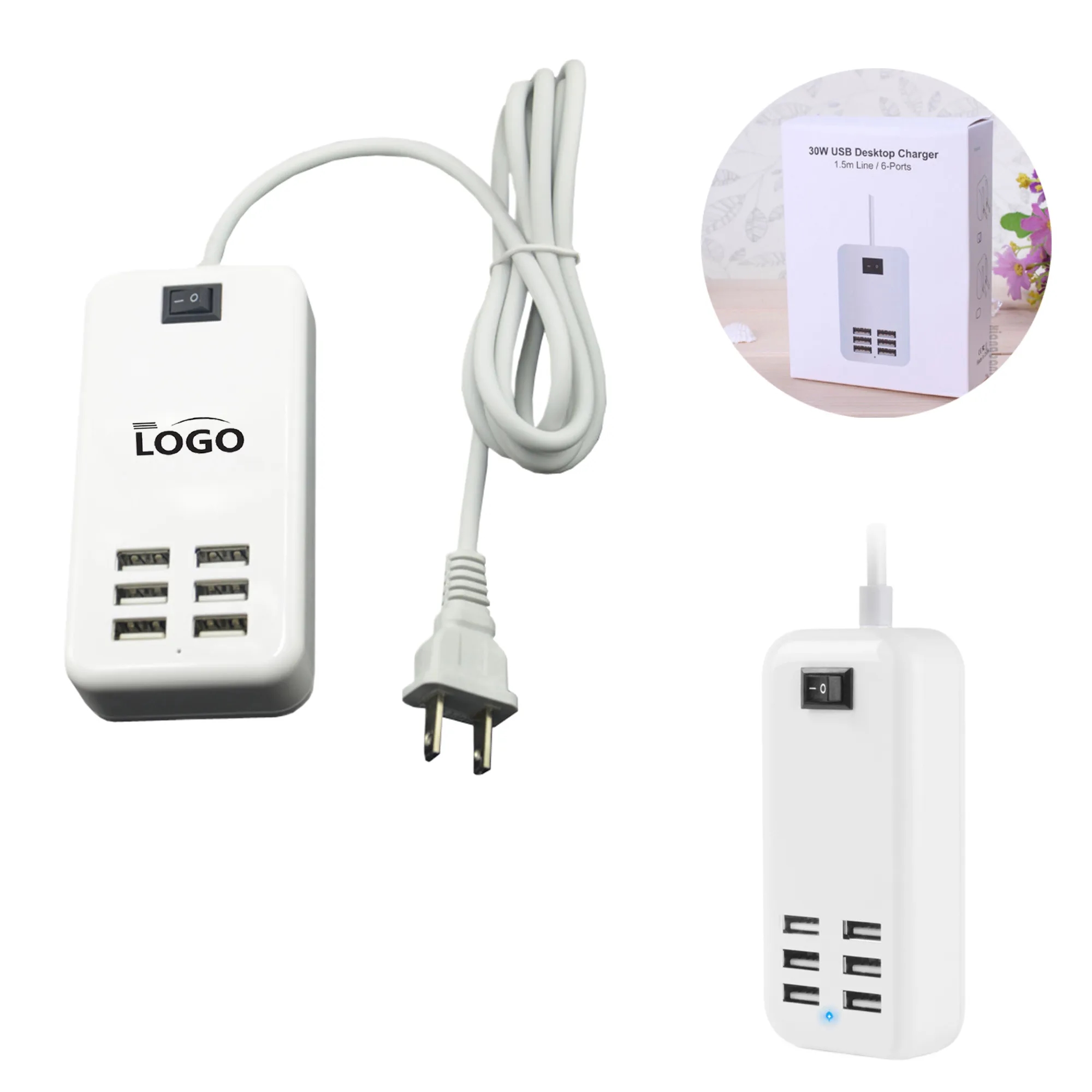 MOQ50 6 Ports USB Charger Hub Station 3