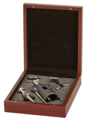 Rosewood Finish 3-Piece Wine Tool Set (engraved) 1