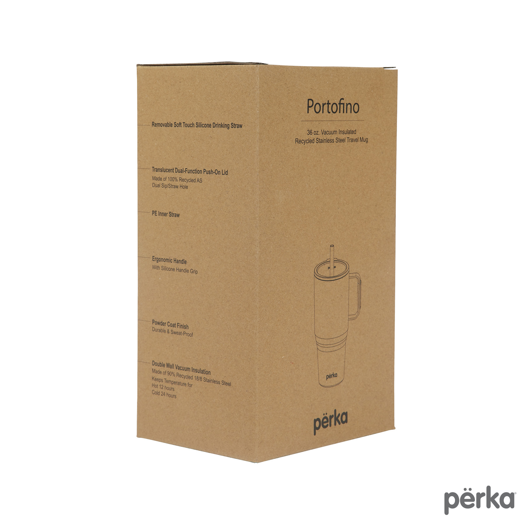 Perka® Portofino 36 oz. Double Wall Recycled Stainless Steel Travel Mug 25
