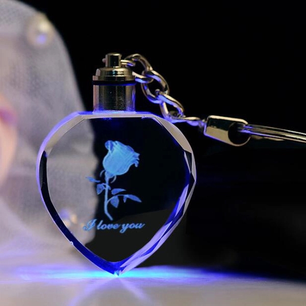 LED Light Heart Shape Crystal Key Chains 2