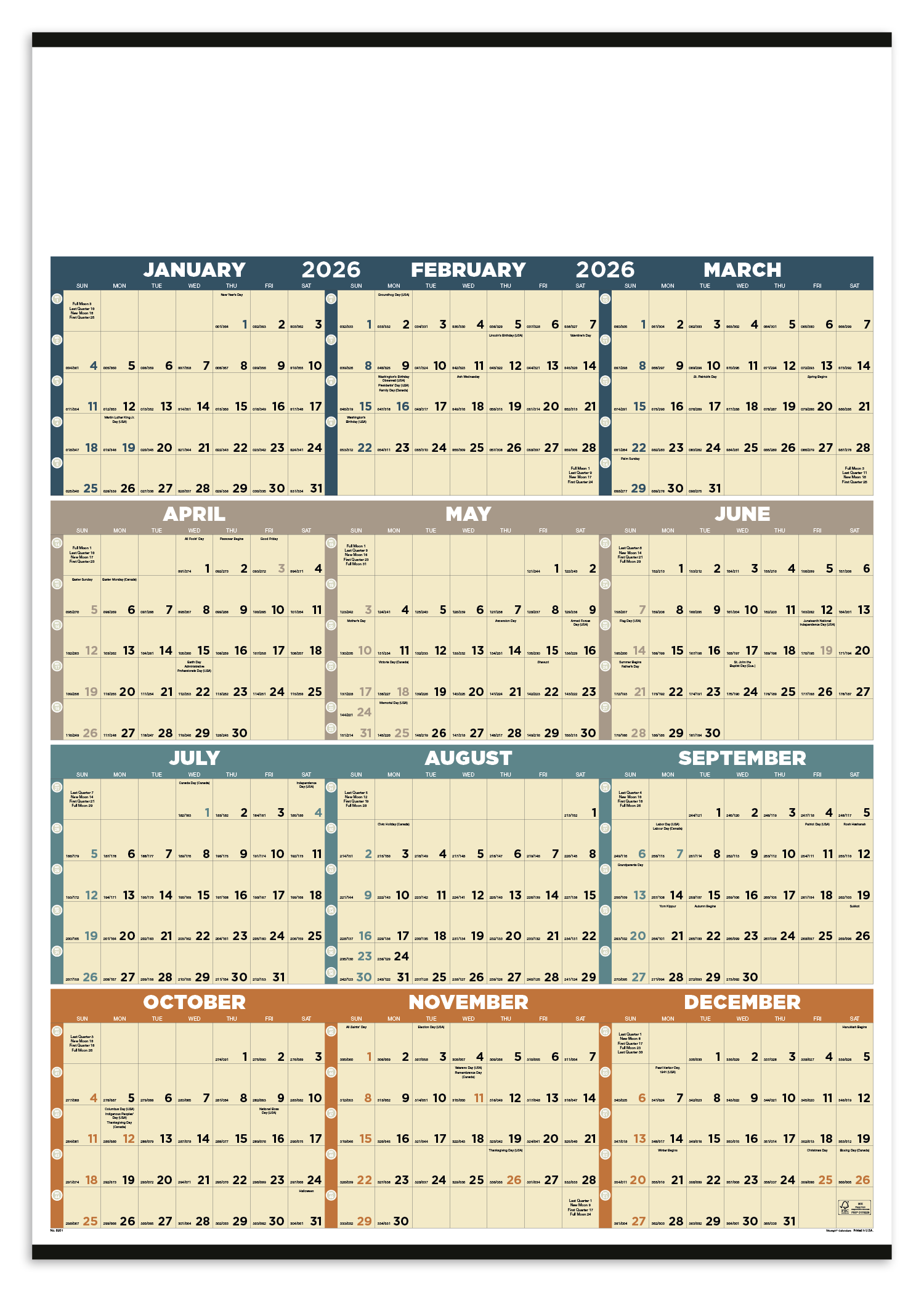 Triumph® Calendars Time Management Span-A-Year (Non-Laminated) Calendar 8
