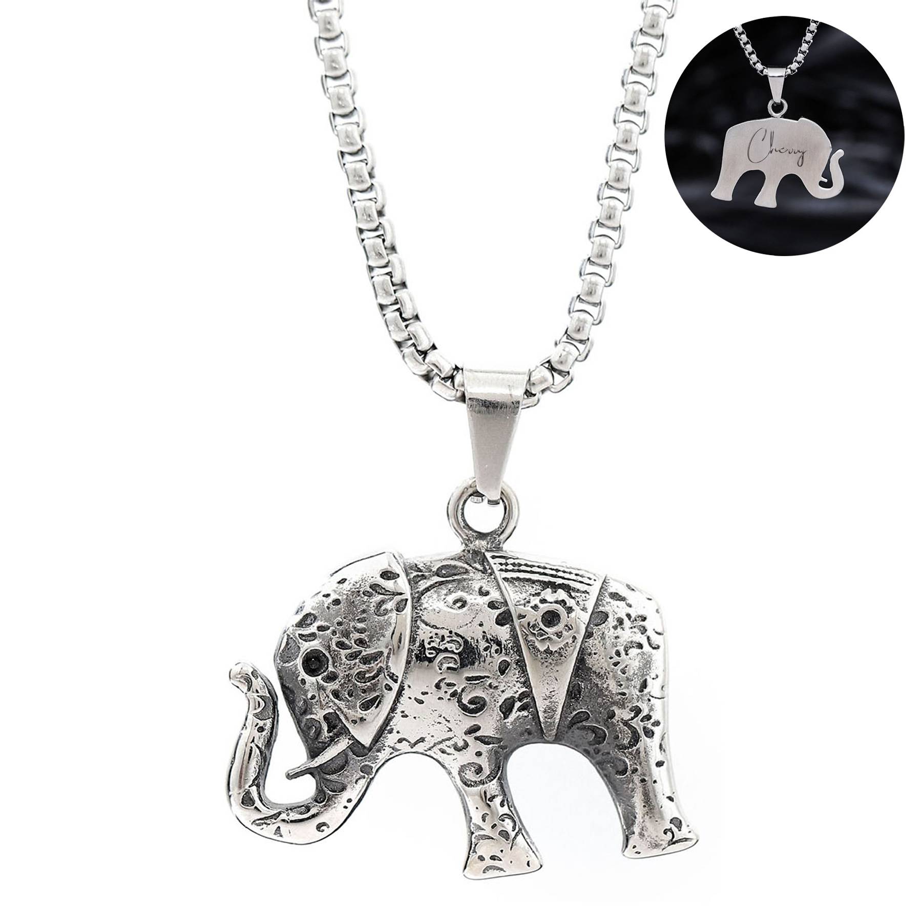 Titanium Steel Elephant Necklace