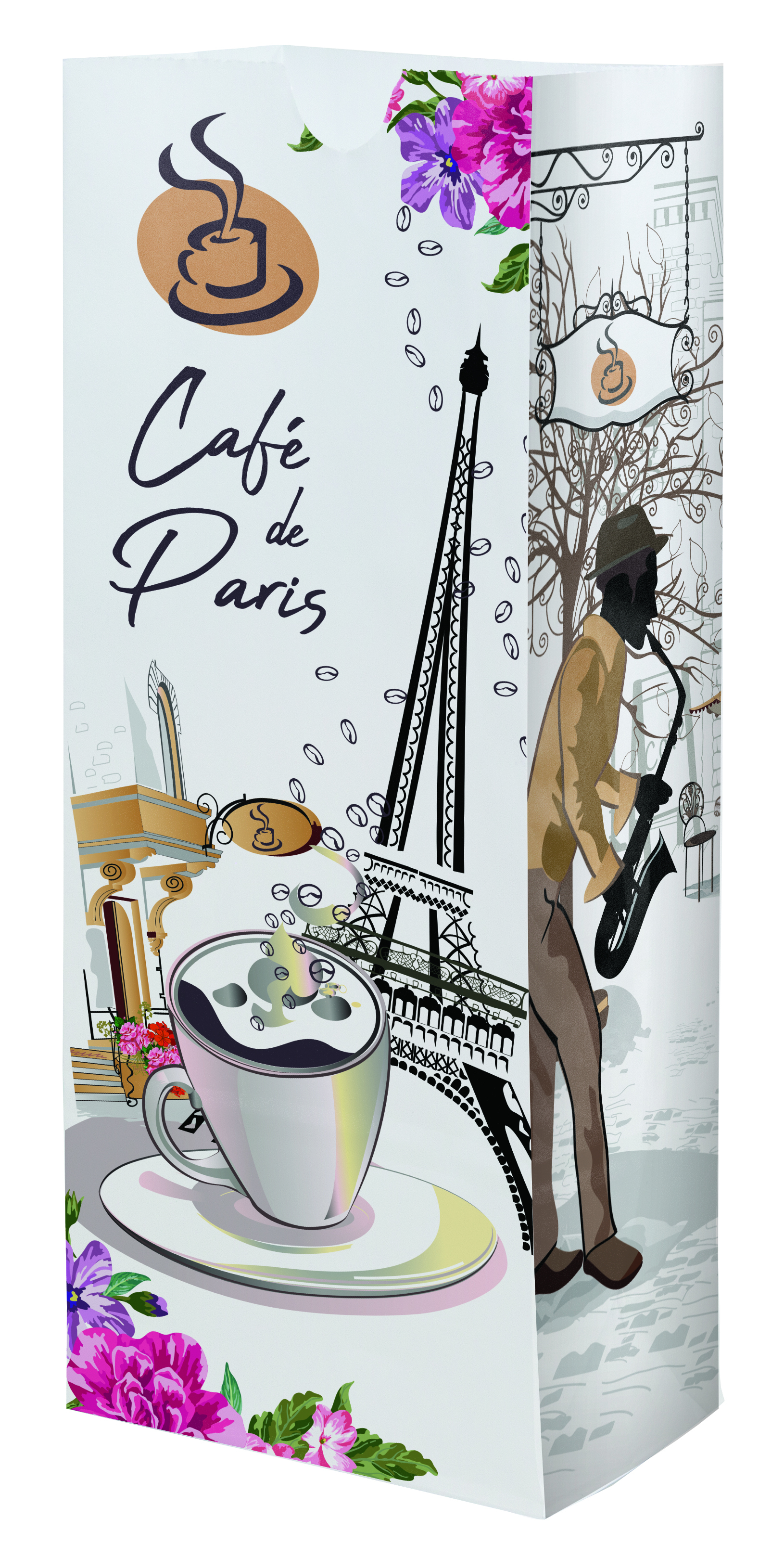 Long SOS 4# Full Color White Paper Bag (5" x 12" x 3.125")