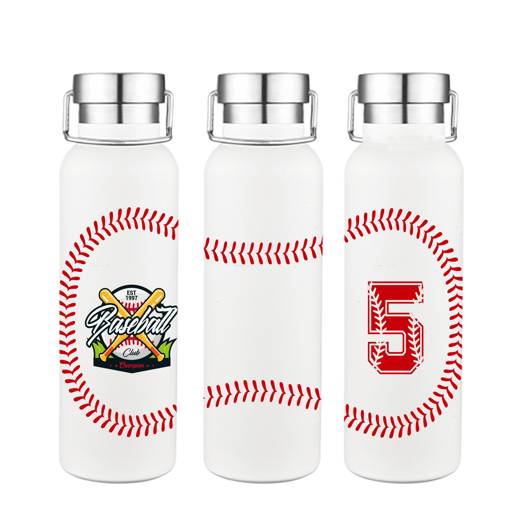 20 oz. Baseball Design Double Wall Stainless Steel Water Bottle w/Stainless Steel Lid 5