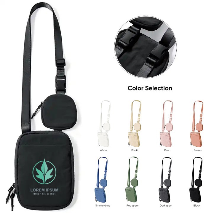 Nylon Crossbody Bag with Small Pouch Sling Bag with Adjustable Strap for Women Men 3