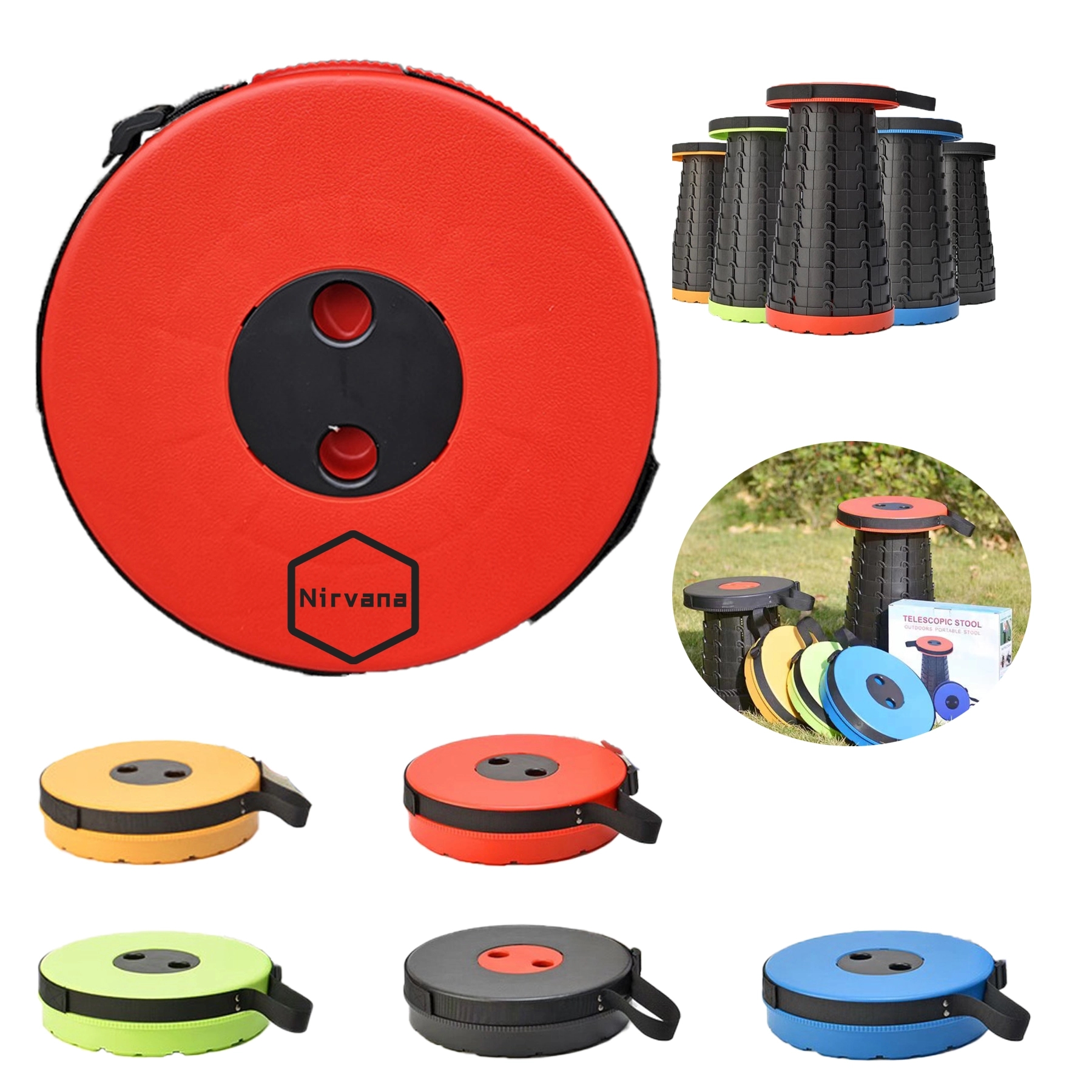 Outdoor portable telescopic folding stool 5