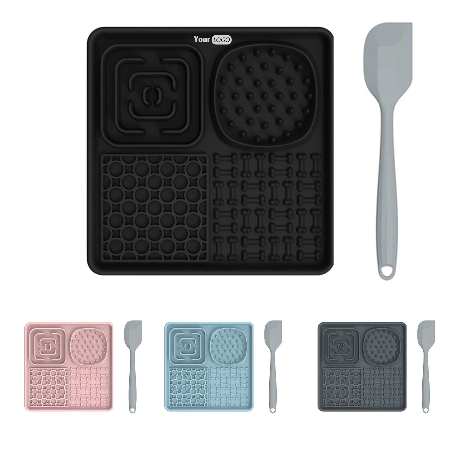 Silicone Square Pet Licking Pad With Scraper 6