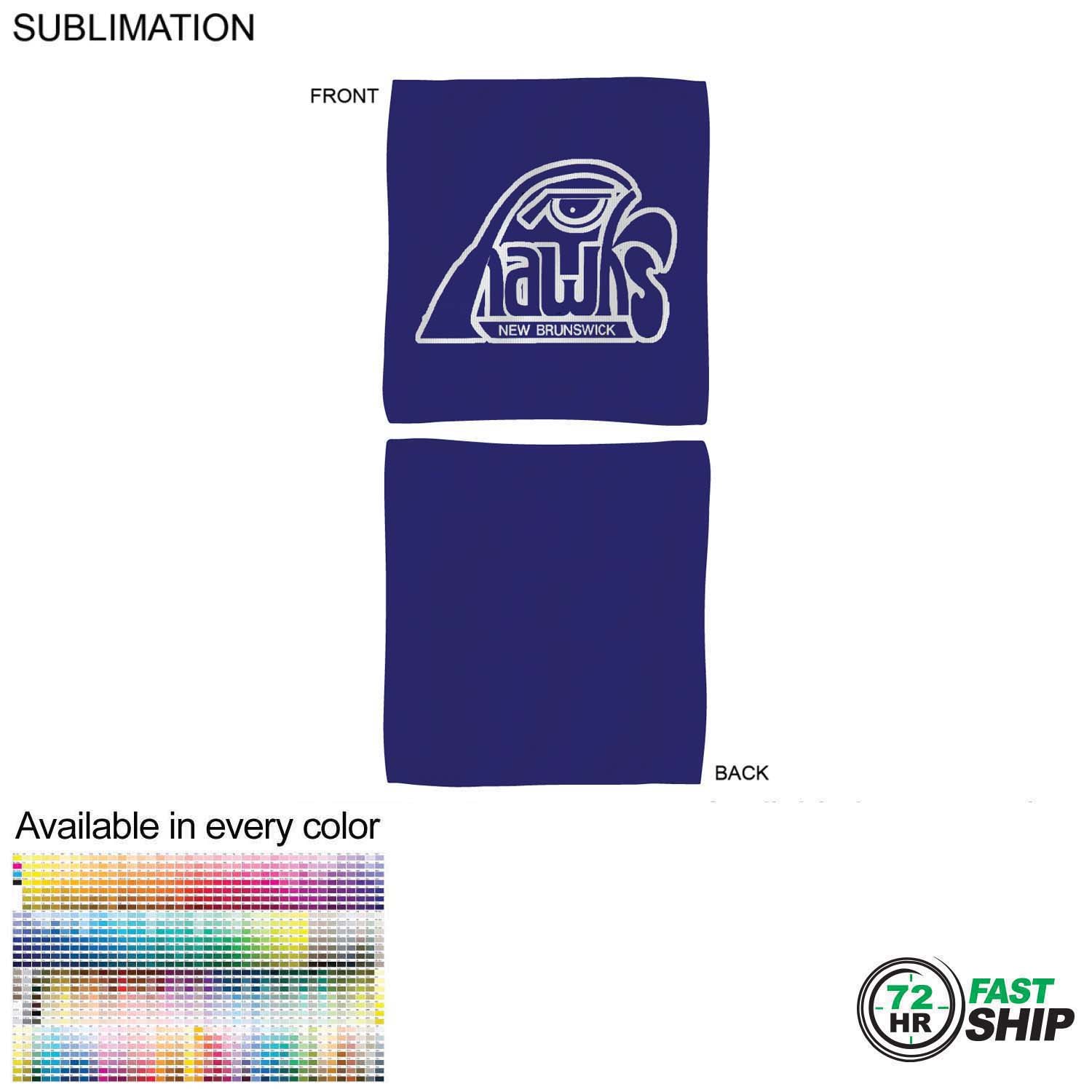 72 Hr Fast Ship - Colored Microfiber Dri-Lite Terry Fan, Cheering, Skate Towel, 12x12, Sublimated 7