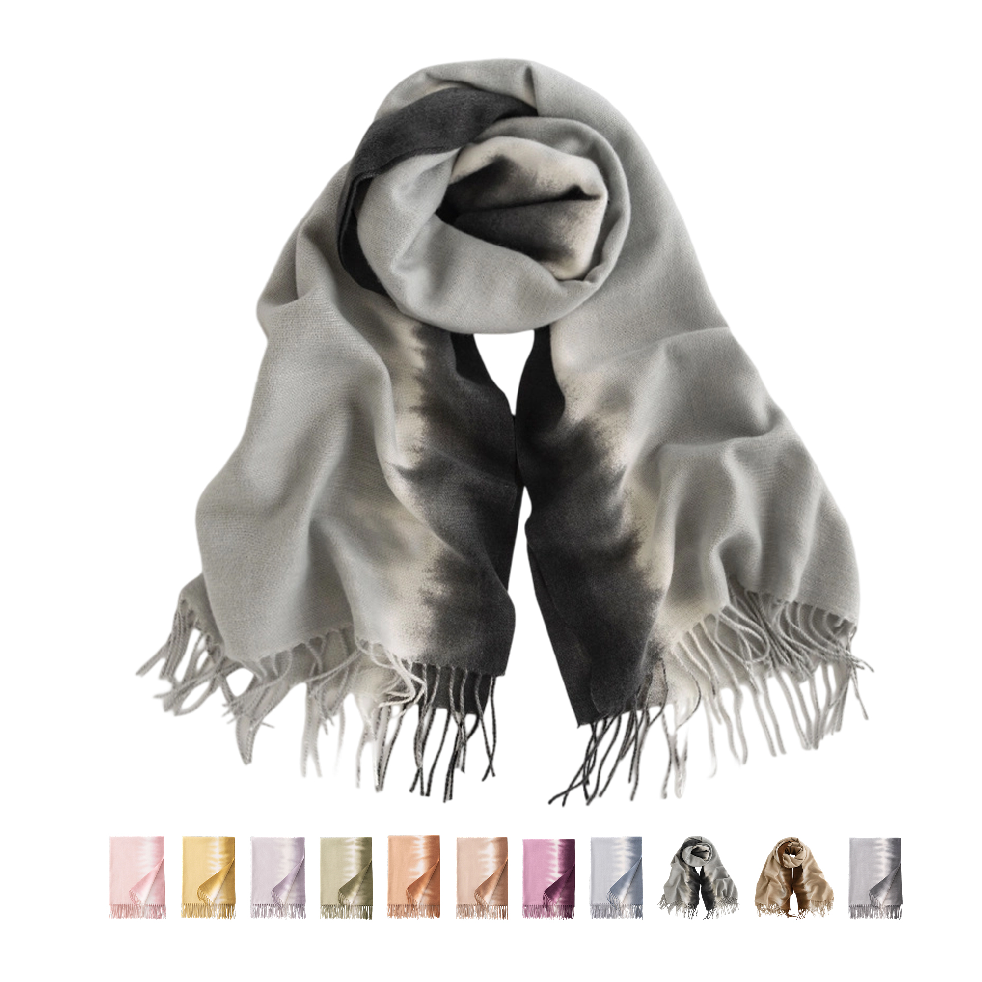 Faux Cashmere Gradient Shawl Scarf 78.8" Length x 25.6" Width 9