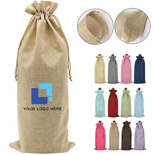 Jute Wine Drawstring Bag 2