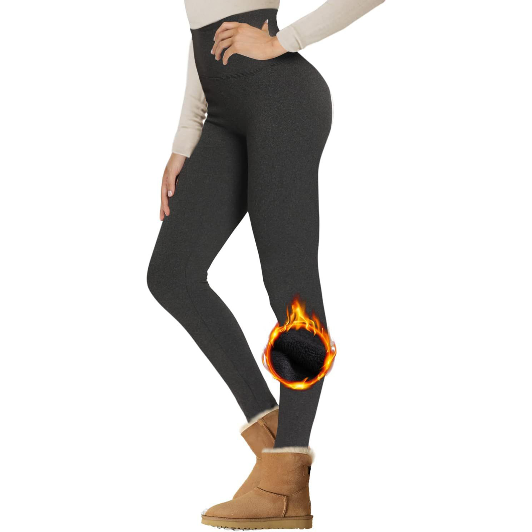 Women Fleece Lined Waist Winter Thermal Yoga Leggings 6