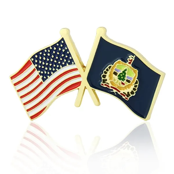 Stock Crossed Flag Pin (USA & USA) 17