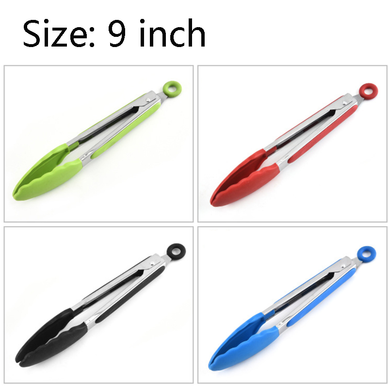 Stainless Steel BBQ and Kitchen Tongs with Silicone Tips--7inch/9inch/12inch 14