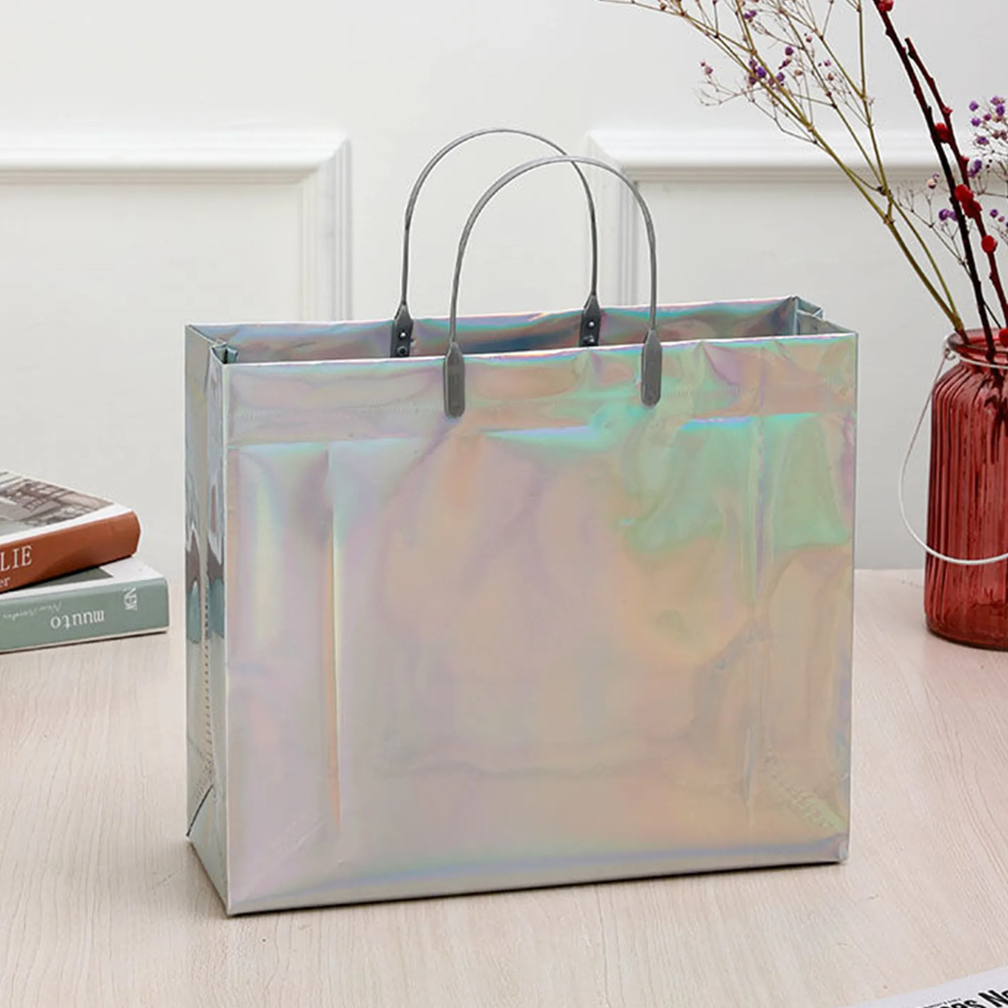 Holographic PVC Tote Bag Retail Gift Shopping 4