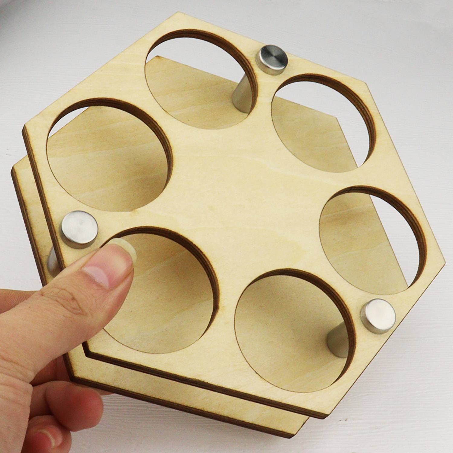 Wooden Hexagon Golf Ball Display Holder 6